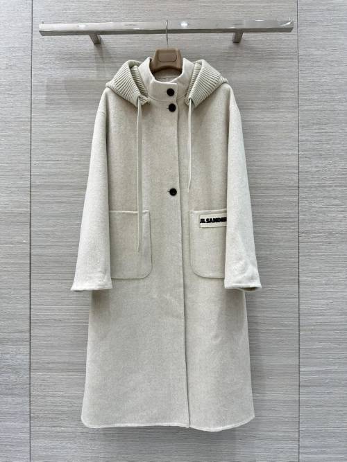 Jil Sander Wool-Cashmere Blend Hooded Coat - Elegant and Warm Outerwear 1 Jil Sander Wool-Cashmere Blend Hooded Coat - Elegant and Warm Outerwear