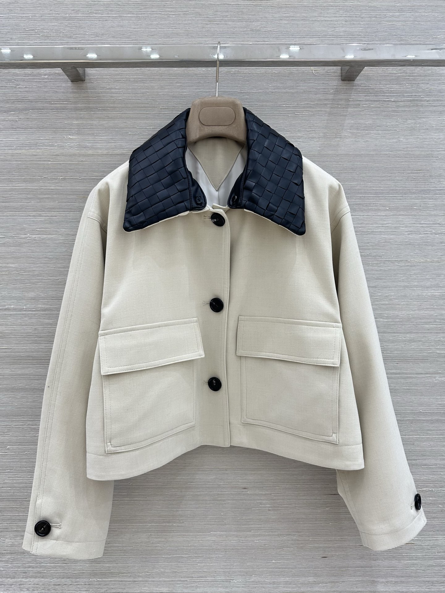 Bottega Veneta White Collar Utility Jacket