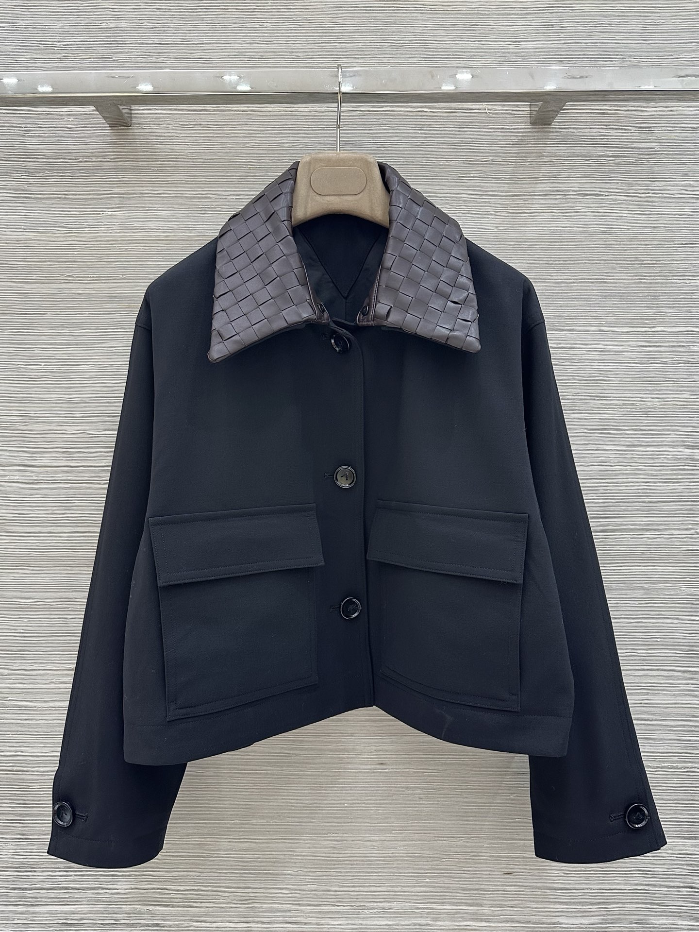 Bottega Veneta Navy Textured Utility Jacket