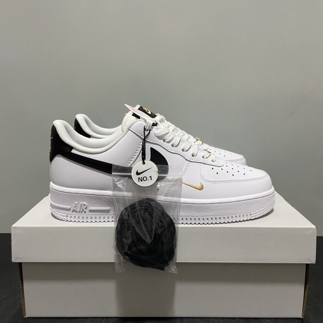 Nike Air Force 1 Low pure Yuan added pattern full head layer air cushion white black gold hook men's and women's casual sports shoes