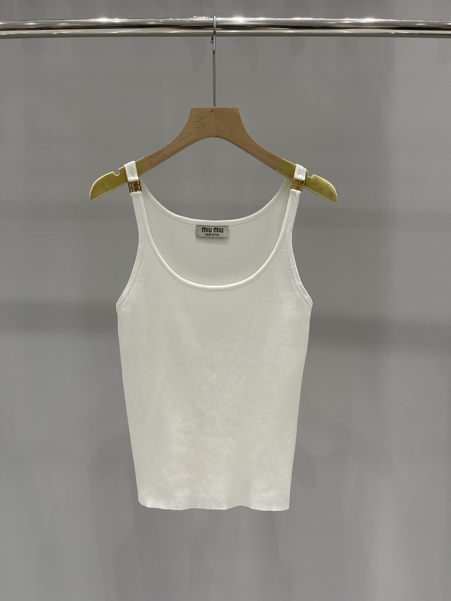 MiuMiu Clothing Tank Tops&Camis Black White Knitting Spring/Summer Collection