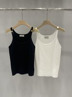 MiuMiu Clothing Tank Tops&Camis Black White Knitting Spring/Summer Collection