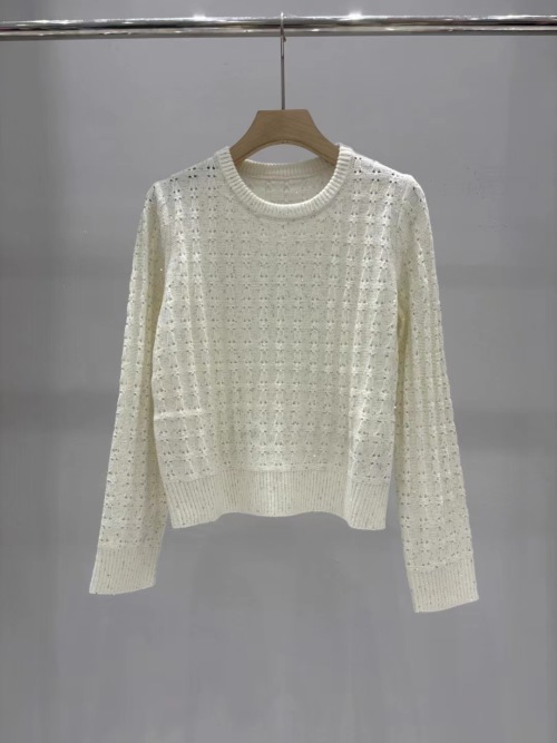 Elegant Women's Loose Knit Pullover Sweater With Sequins - Long Sleeve Top 1 Elegant Women's Loose Knit Pullover Sweater With Sequins - Long Sleeve Top