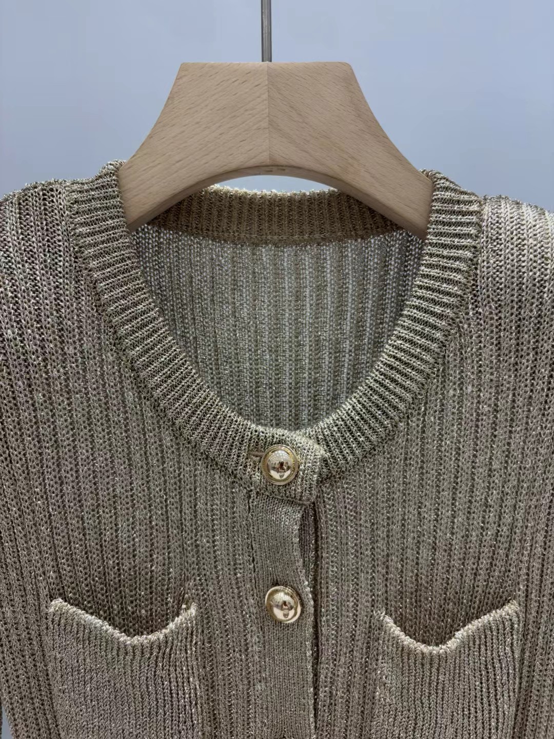 上新🆕🆕《1:1品质》self-Portrait 2025秋冬新款金色卢勒克斯针织小香风连衣裙码数：SM