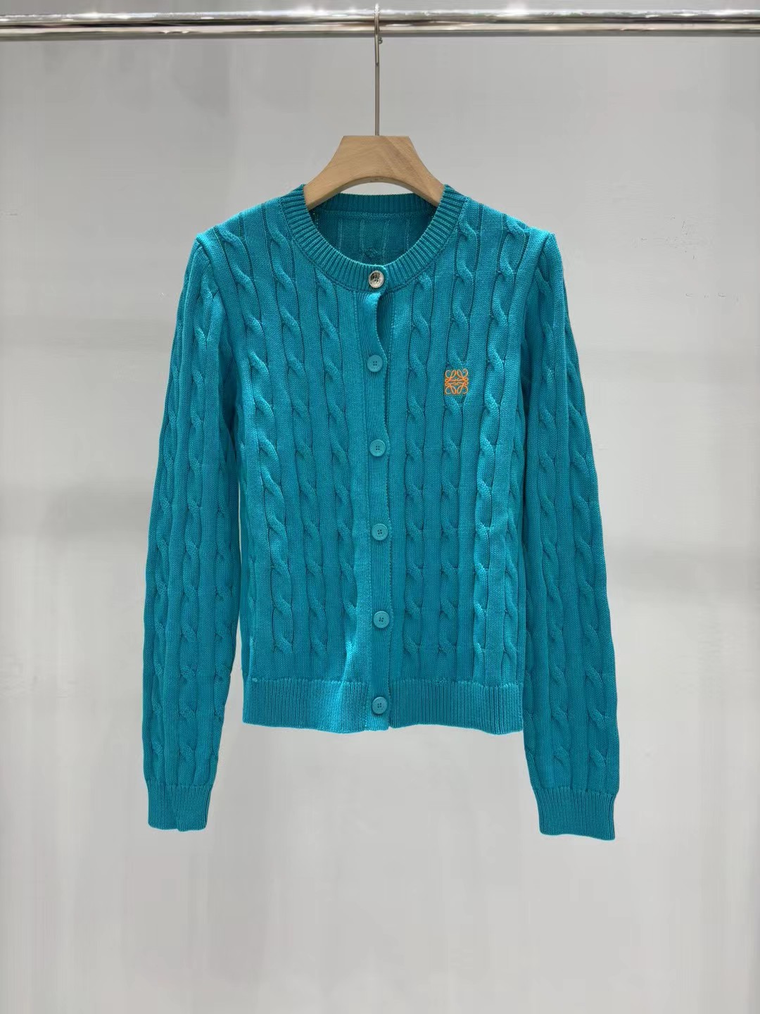 Loewe Women's Embroidered Logo Cable Knit Cardigan - Classic Style