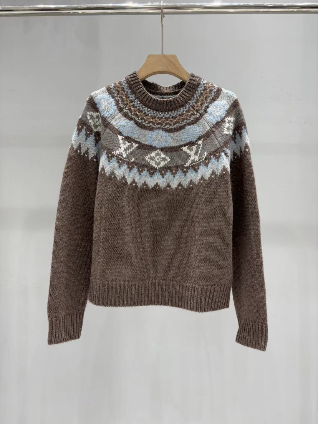Louis Vuitton Brown Fair Isle Wool Sweater, Luxury Designer Knitwear 2 i1760964505202 6463 0 0