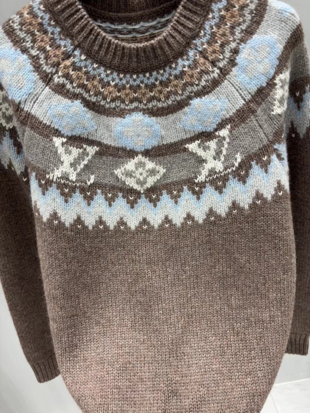 Louis Vuitton Brown Fair Isle Wool Sweater, Luxury Designer Knitwear 8 i1760964507404 8110 0 7