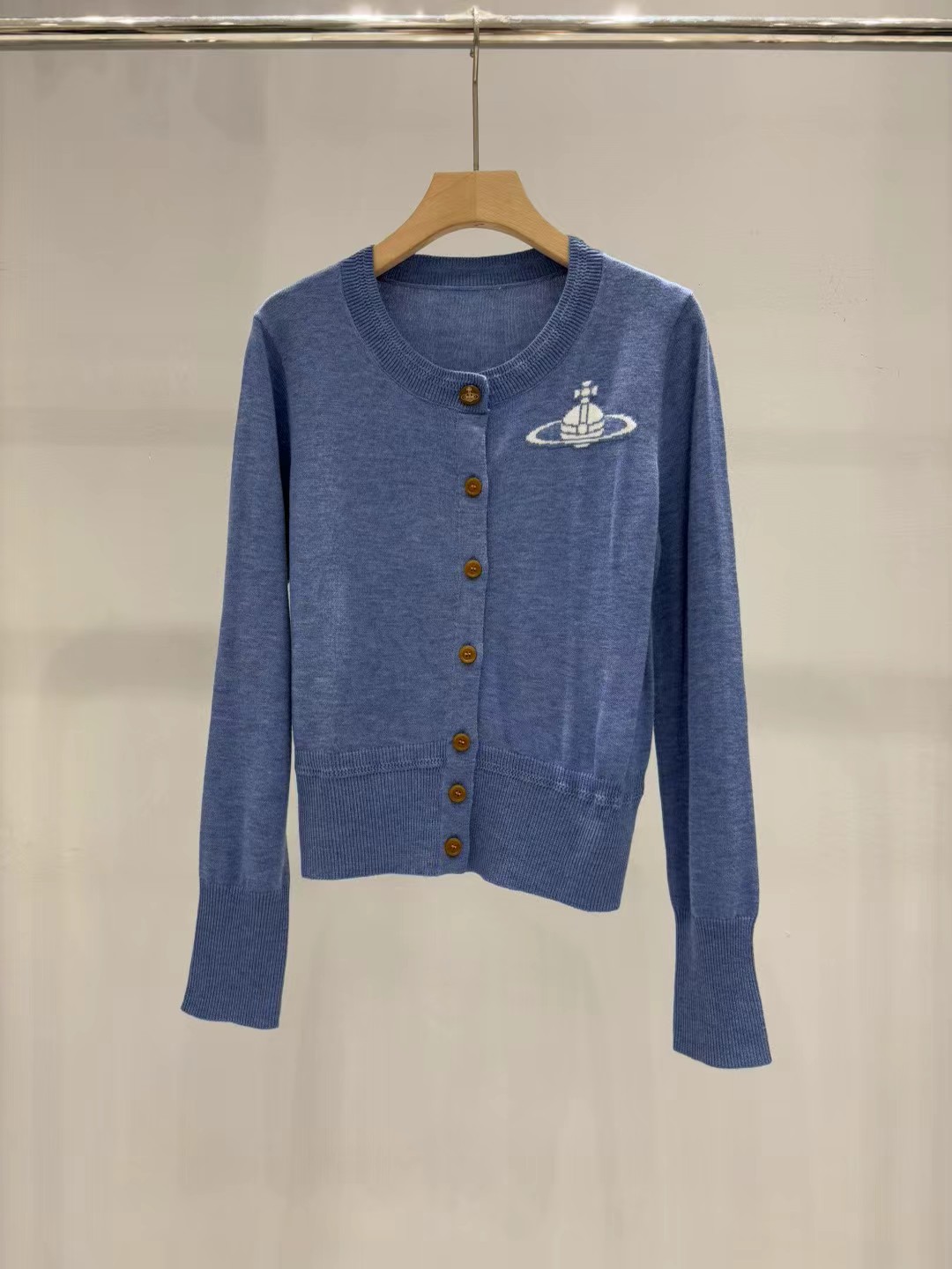 Vivienne Westwood Women's Blue Knit Cardigan with Embroidered Logo 2 i1761053373815 6651 0 0