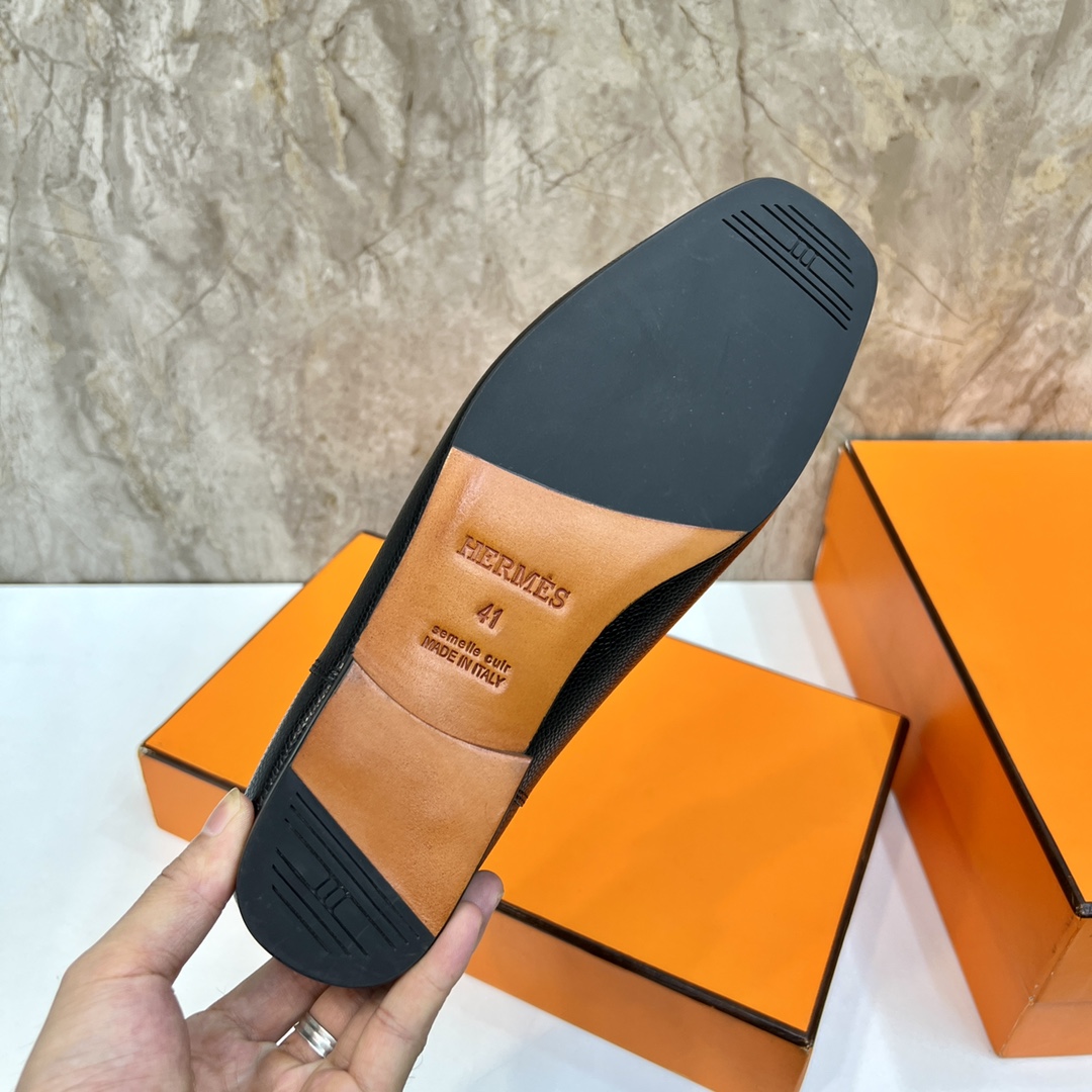 Hermès Giovanni Loafers: Black Leather, Palladium Buckle, Classic Style, Size 39-44 10 i1696481058 4641 8