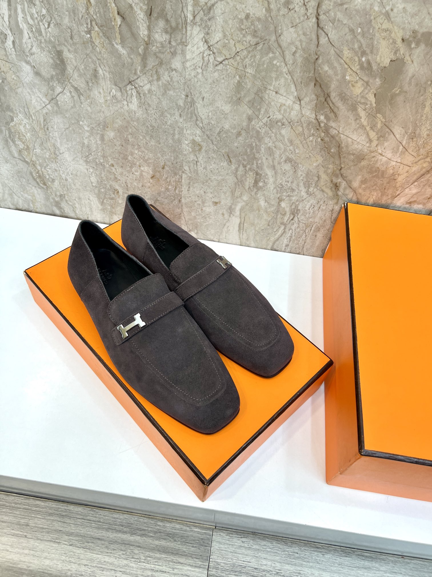 Hermes Giovanni Loafers: Suede Leather with Palladium Paris Buckle - Elegant Shoes 5 i1696481152 2763 3