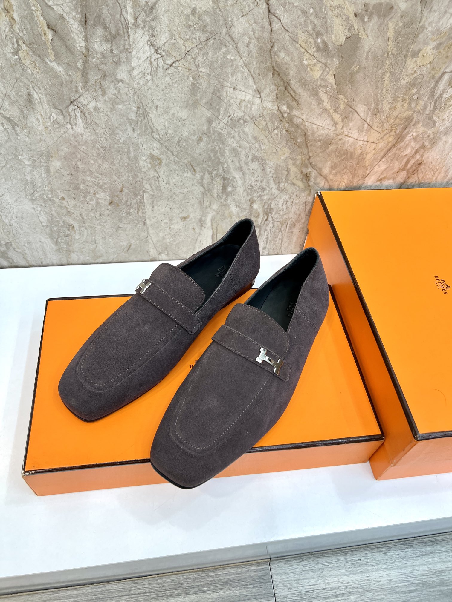 Hermes Giovanni Loafers: Suede Leather with Palladium Paris Buckle - Elegant Shoes 3 i1696481152 2788 1