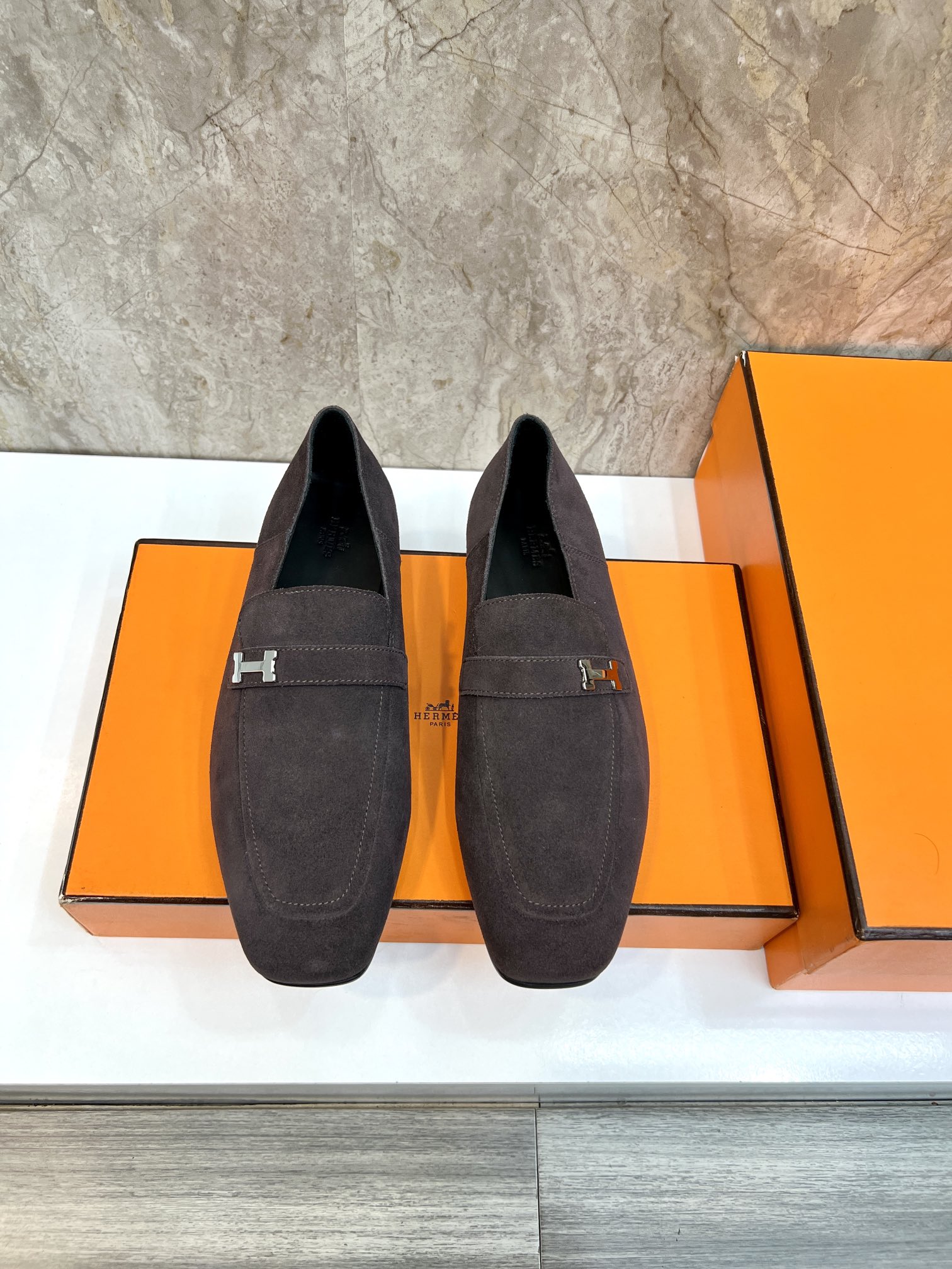 Hermes Giovanni Loafers: Suede Leather with Palladium Paris Buckle - Elegant Shoes 2 i1696481152 3164 0