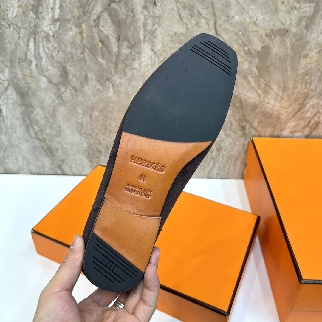 Hermes Giovanni Loafers: Suede Leather with Palladium Paris Buckle - Elegant Shoes 10 i1696481152 4526 8