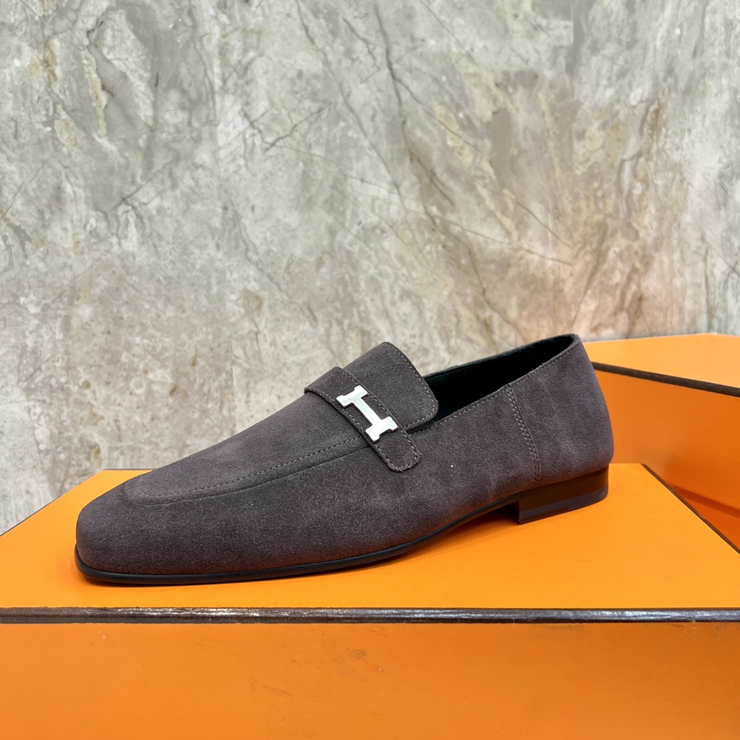 Hermes Giovanni Loafers: Suede Leather with Palladium Paris Buckle - Elegant Shoes 7 i1696481152 4722 5