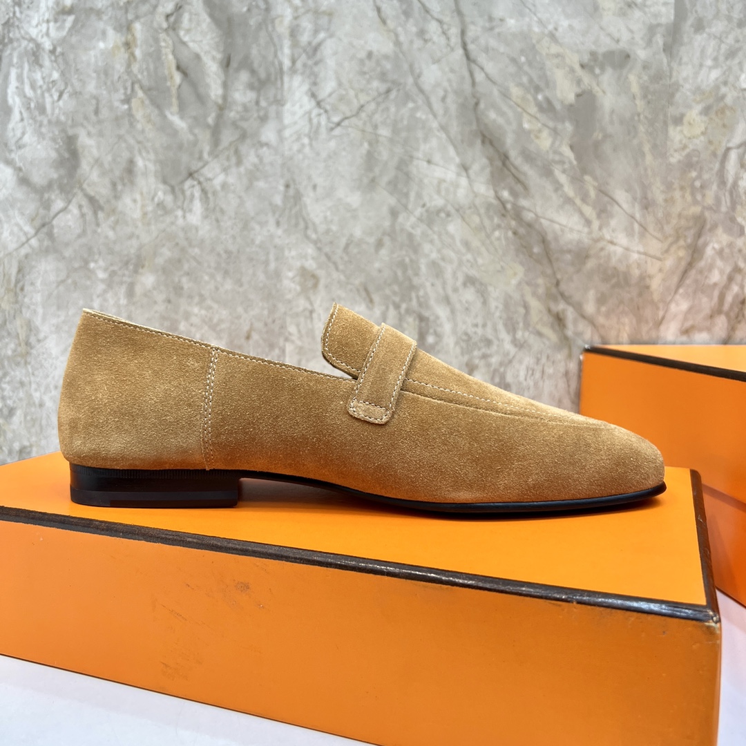 Hermes Giovanni Loafers: Elegant Suede Leather Shoes with Palladium Buckle 8 i1696481172 93 6