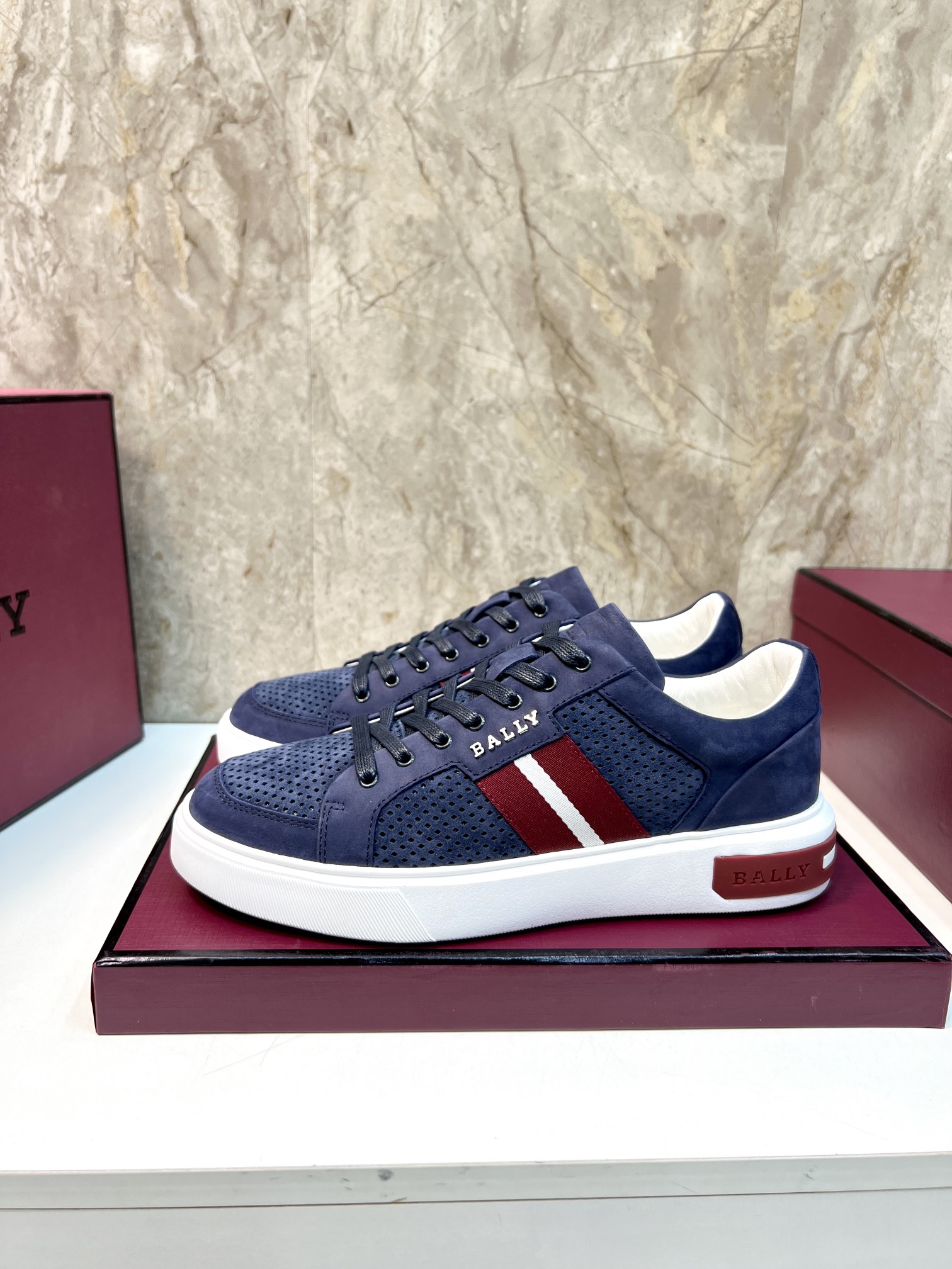 [BALLY] Bally - Pedido original de alta calidad - Parte superior: cuero original - Suela exterior: espuma de TPU ultral…