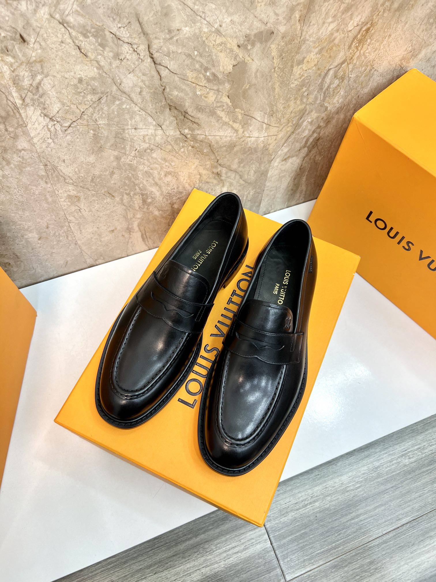 Louis Vuitton Men's Black Leather Formal Loafers Dress Shoes Size 39-44 3 i1715222747 4417 4
