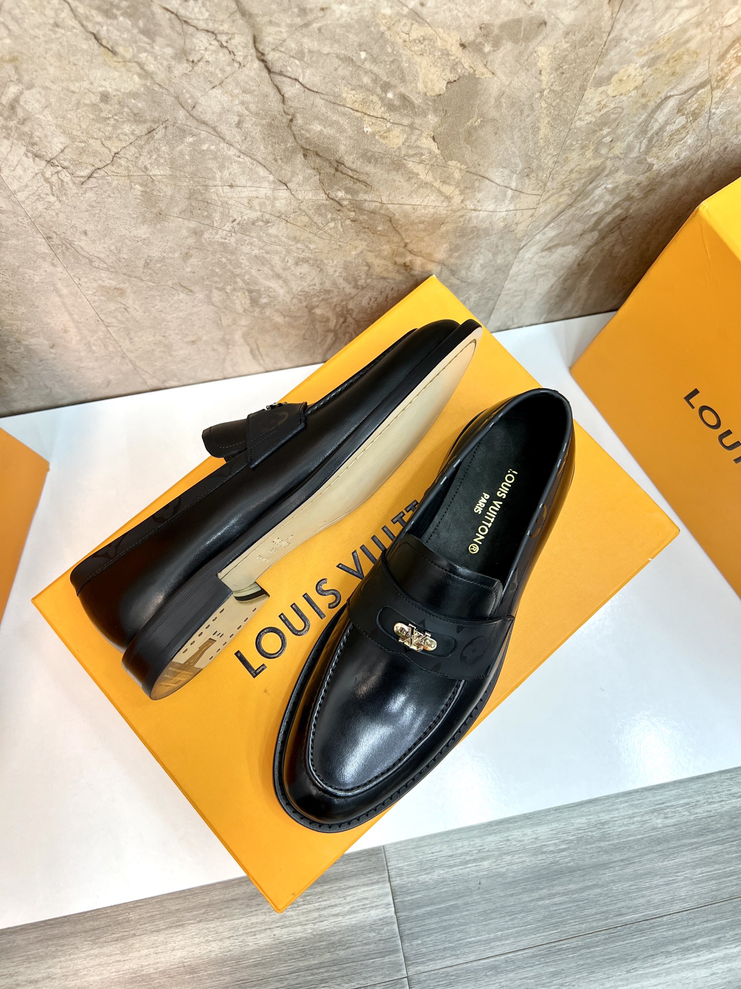 Louis Vuitton Men's Black Leather Formal Loafer Dress Shoes, Size 39-44 6 i1715222813 3996 5
