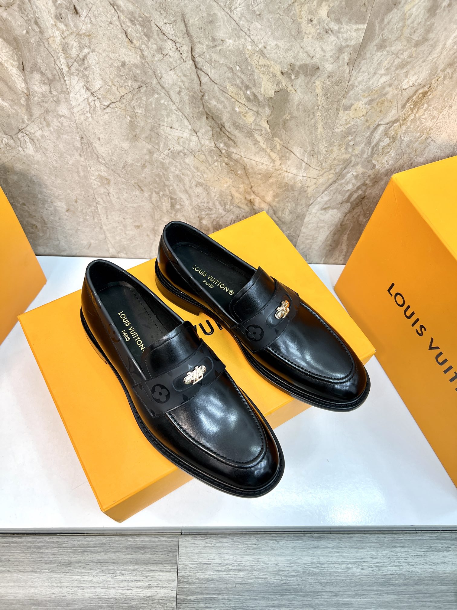 Louis Vuitton Men's Black Leather Formal Loafer Dress Shoes, Size 39-44 4 i1715222813 7082 6
