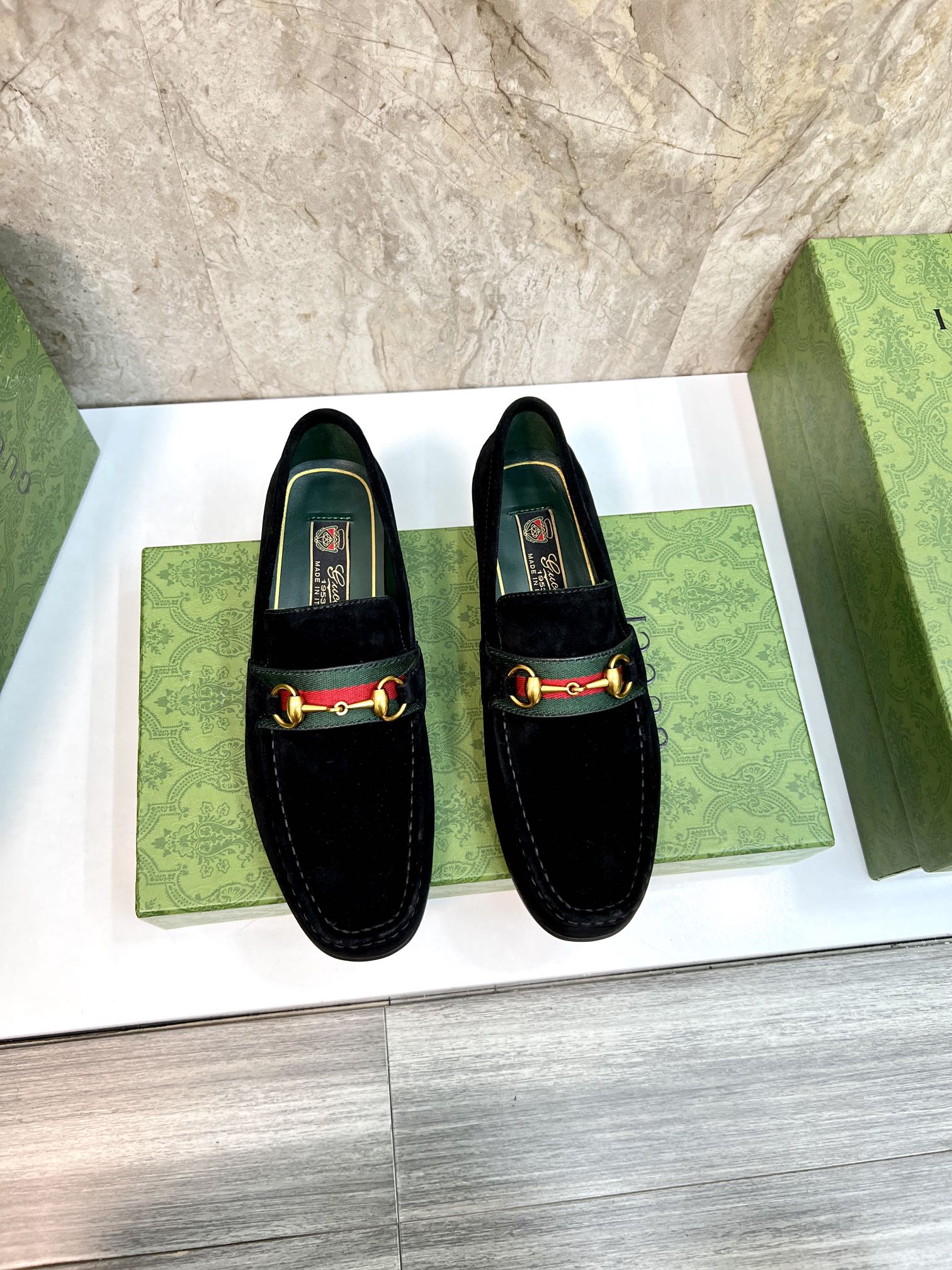 Gucci Shoes Loafers Find replica
 Black Green Silver Men Cowhide Genuine Leather Fashion