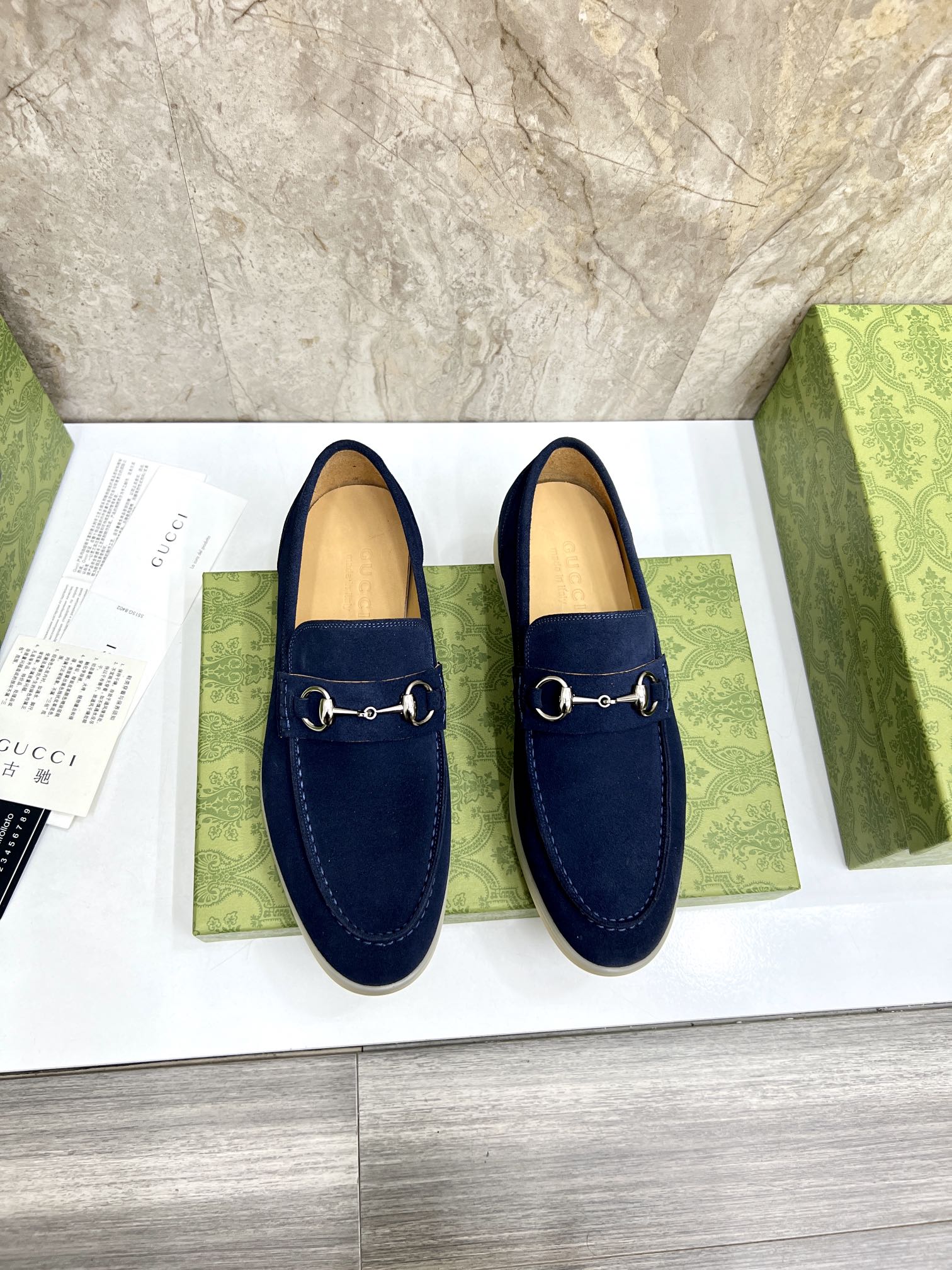 Gucci Heren Loafers - Klassiek Design, Ultiem Comfort - Blauw Suède