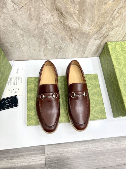 Gucci Men's Brown Leather Loafers with Horsebit Detail - Classic Style 1 Gucci Men's Brown Leather Loafers with Horsebit Detail - Classic Style