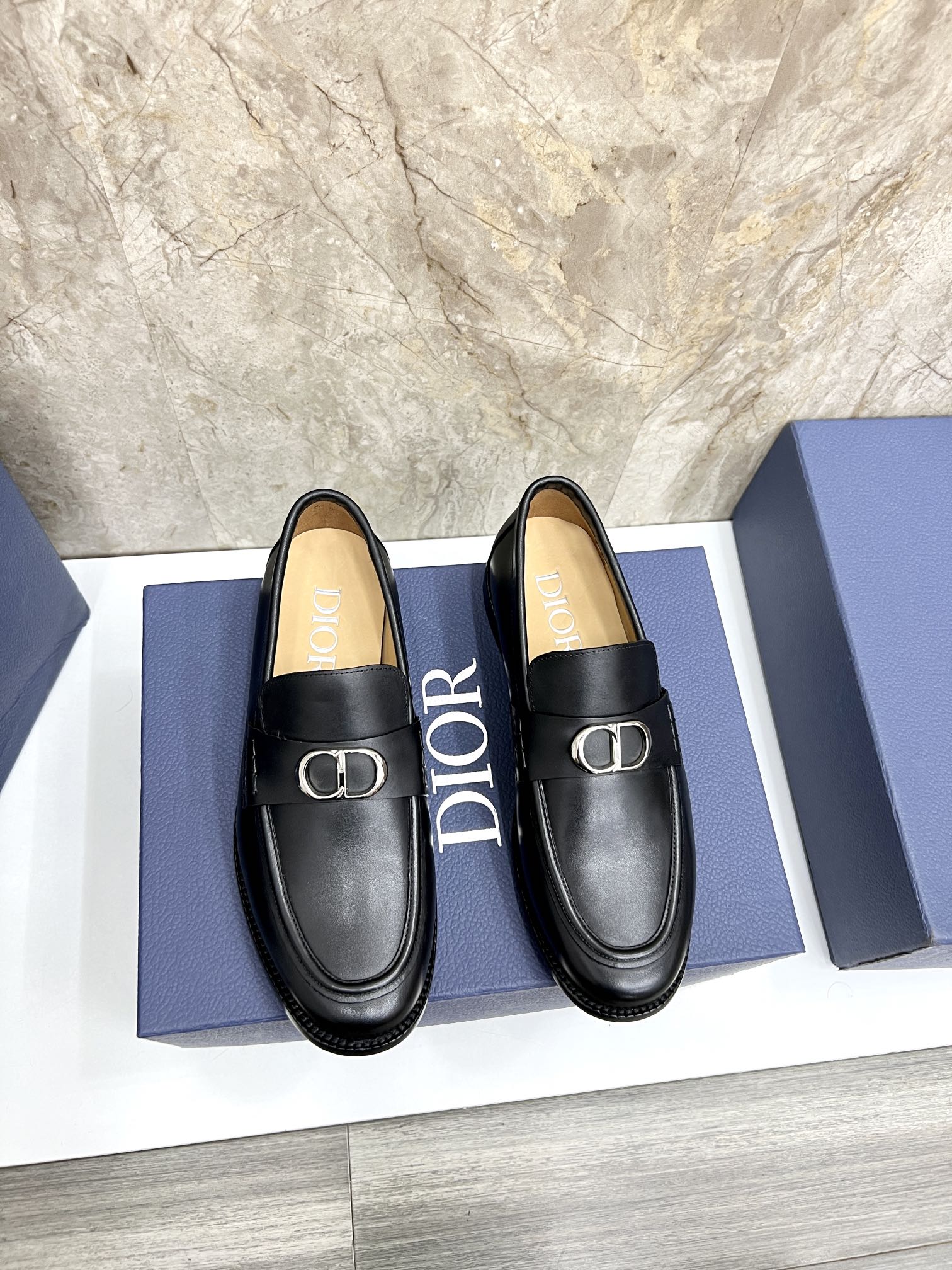 Dior Loafers Plain Toe Single Layer Shoes Wholesale Imitation Designer Replicas
 Beige Black Printing Calfskin Cowhide Genuine Leather Oblique Low Tops