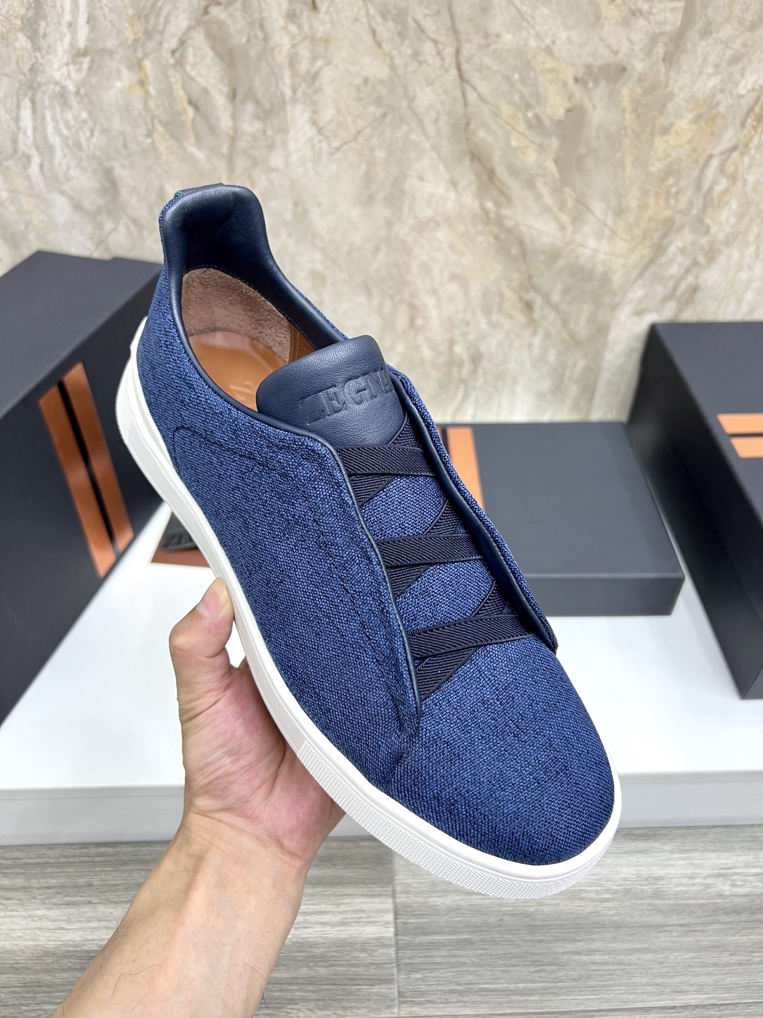 Zegna Triple Stitch Denim Slip-On Sneakers - Lightweight & Stylish 8 i1719725285 1820 3