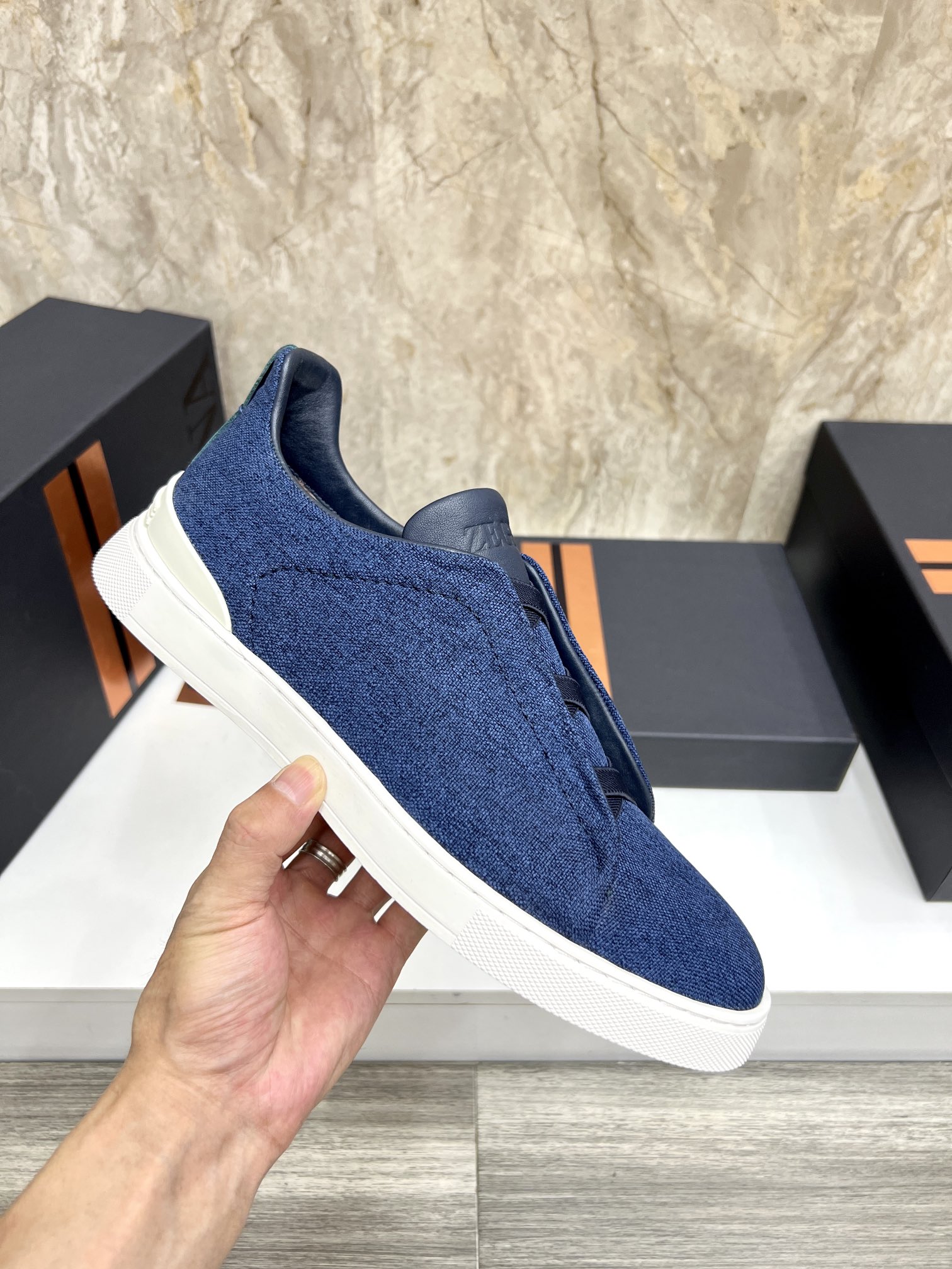 Zegna Triple Stitch Denim Slip-On Sneakers - Lightweight & Stylish 7 i1719725286 3425 6