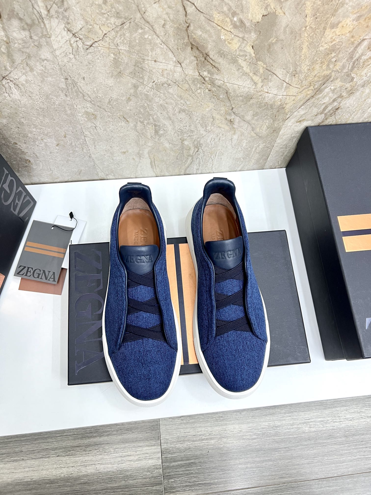 Zegna Triple Stitch Denim Slip-On Sneakers - Lightweight & Stylish