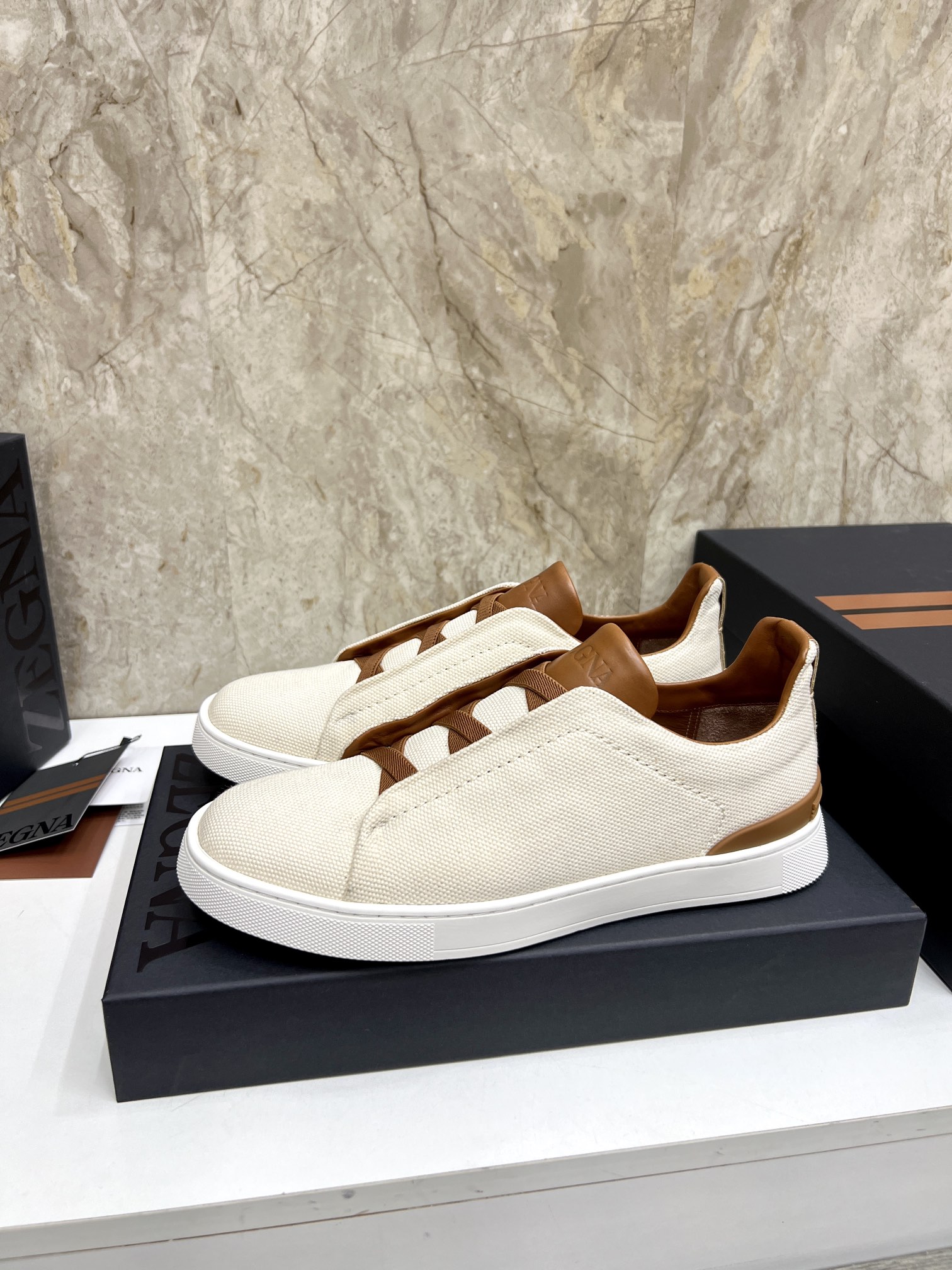 Zegna Triple Stitch Leather Trimmed Low-Top Sneakers, Size 39-44 3 i1719725363 1868 0