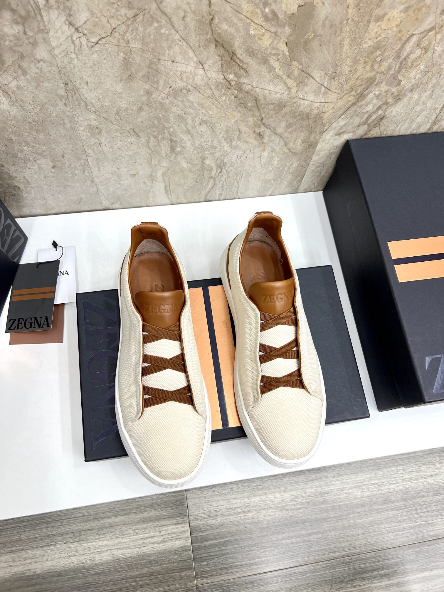 Zegna Triple Stitch Leather Trimmed Low-Top Sneakers, Size 39-44 2 i1719725363 5749 7