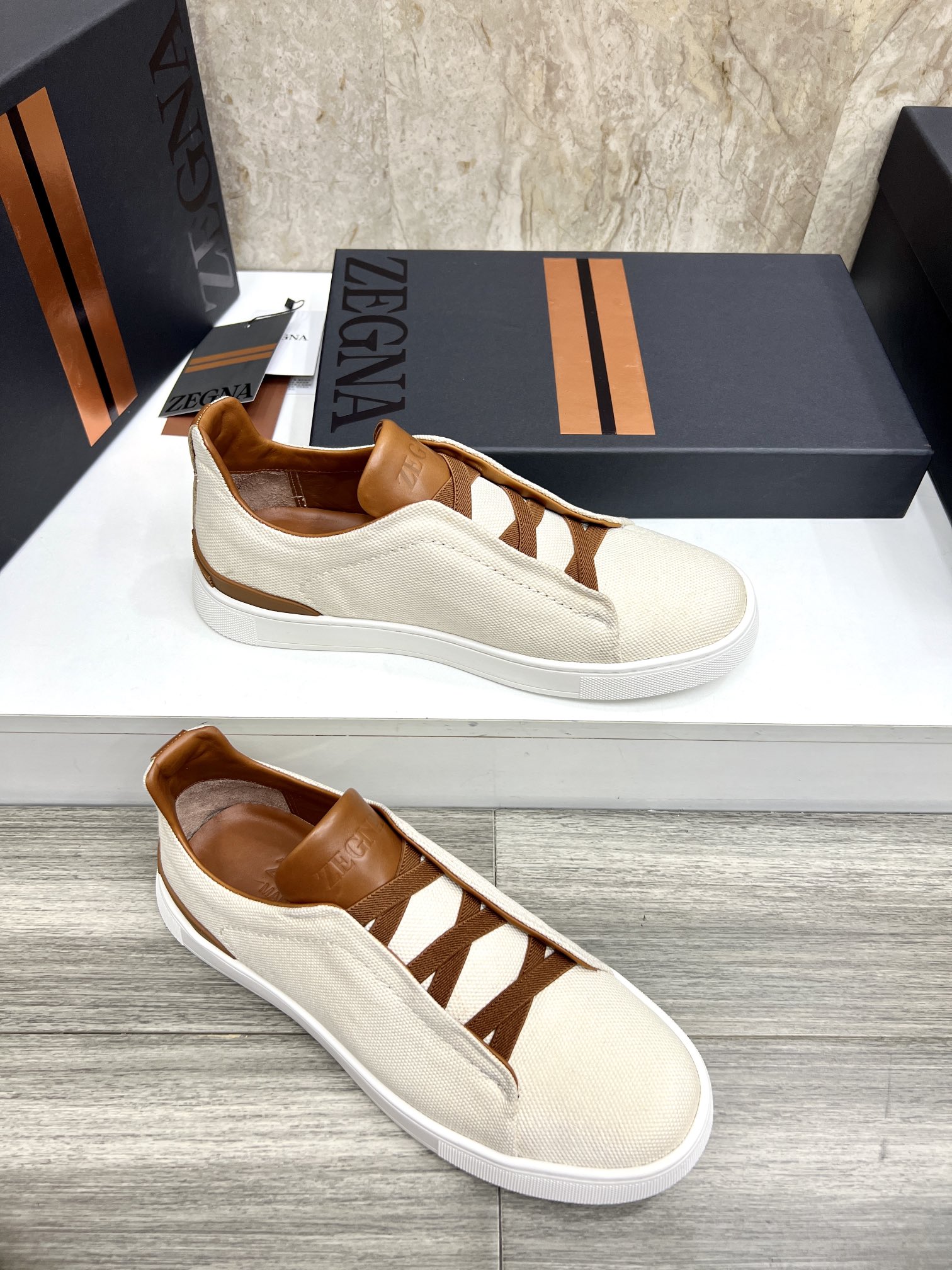 Zegna Triple Stitch Leather Trimmed Low-Top Sneakers, Size 39-44 6 i1719725363 8444 3
