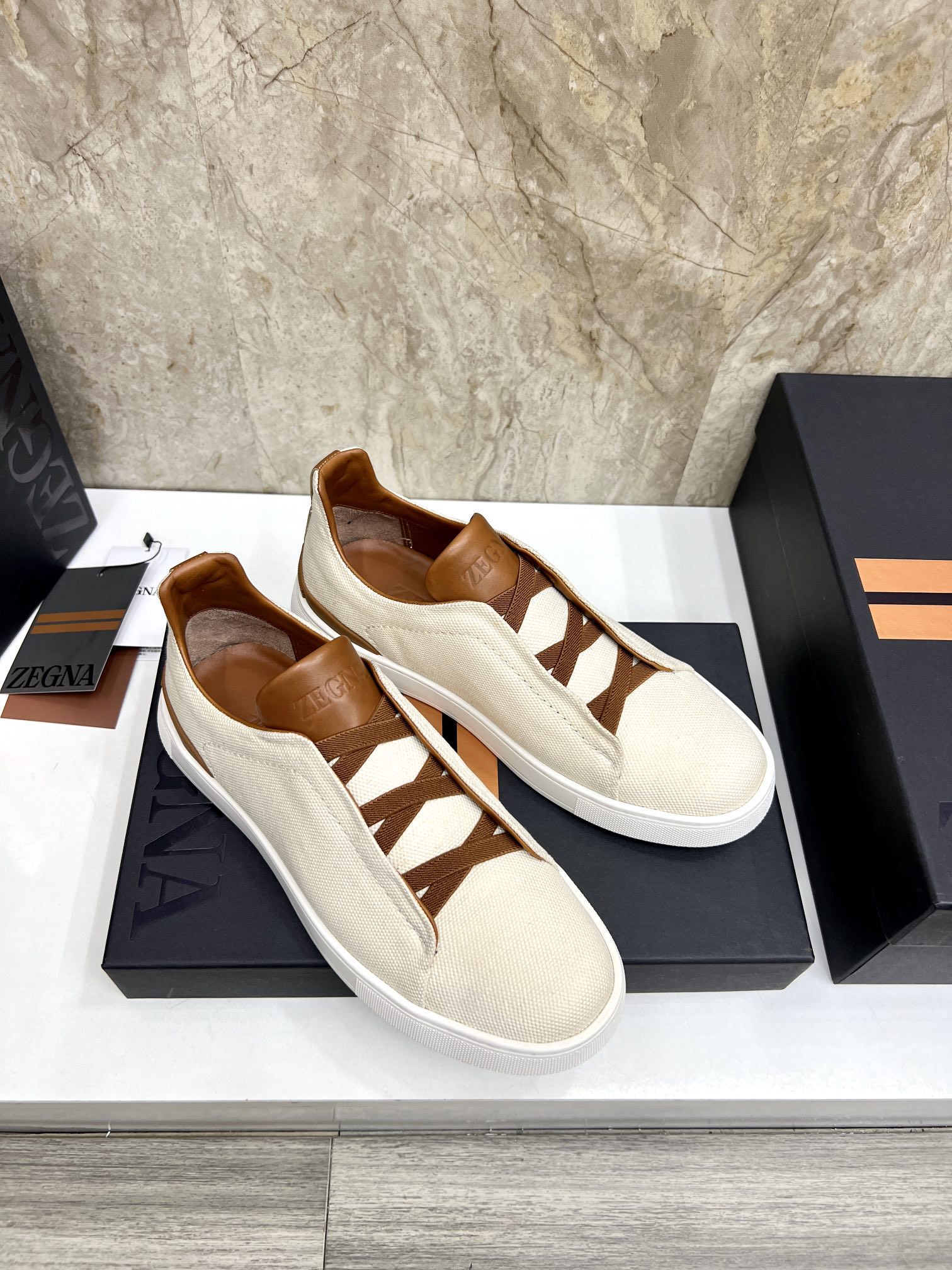 Zegna Triple Stitch Leather Trimmed Low-Top Sneakers, Size 39-44 5 i1719725363 9332 5