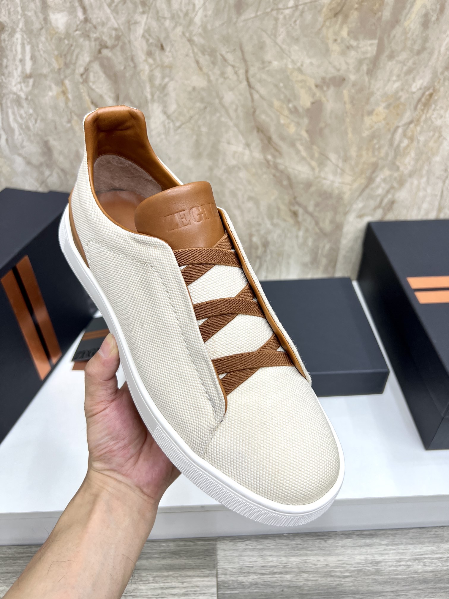 Zegna Triple Stitch Leather Trimmed Low-Top Sneakers, Size 39-44 8 i1719725363 9487 4