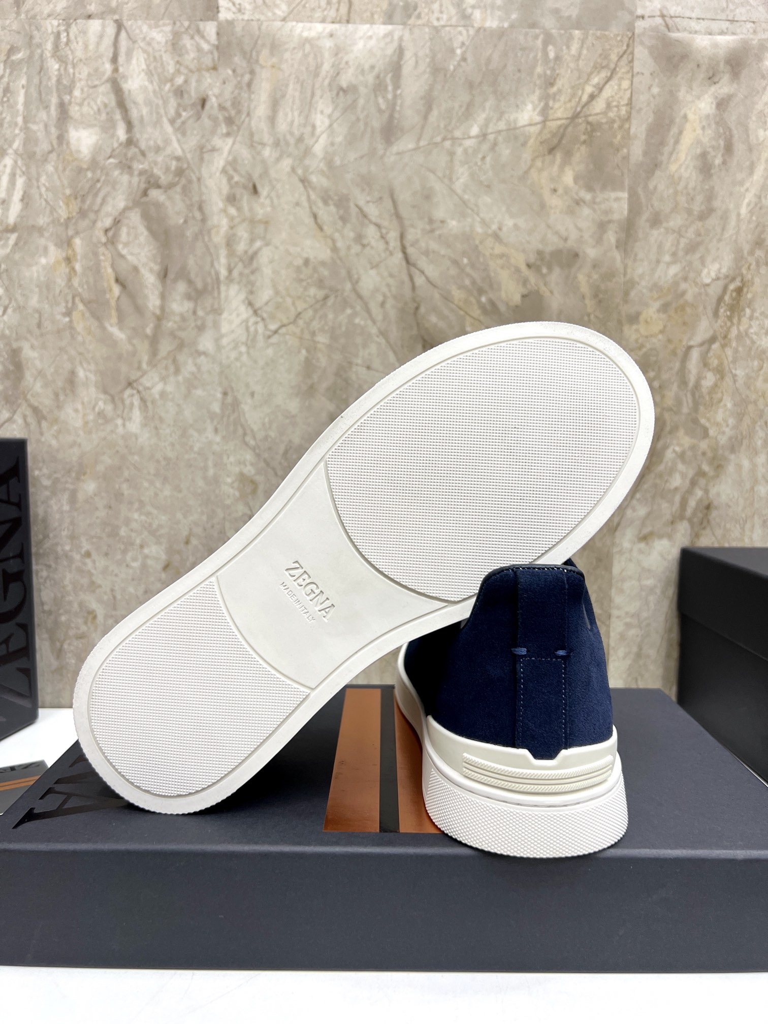 Zegna Triple Stitch™ Low-Top Sneakers in Blue Suede With Elastic Detail 9 i1719725488 360 3