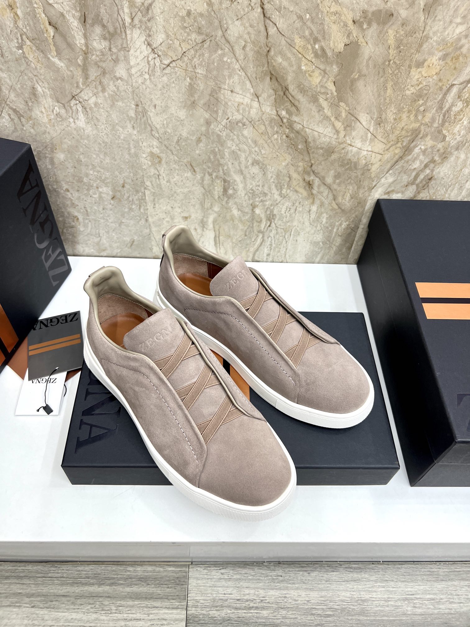 Zegna Triple Stitch Leather and Suede Low-Top Sneakers - Slip-On Design 5 i1719725522 1376 0