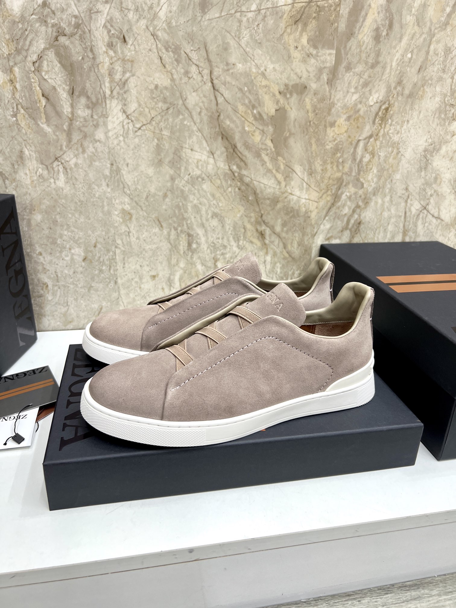 Zegna Triple Stitch Leather and Suede Low-Top Sneakers - Slip-On Design 3 i1719725522 8878 8