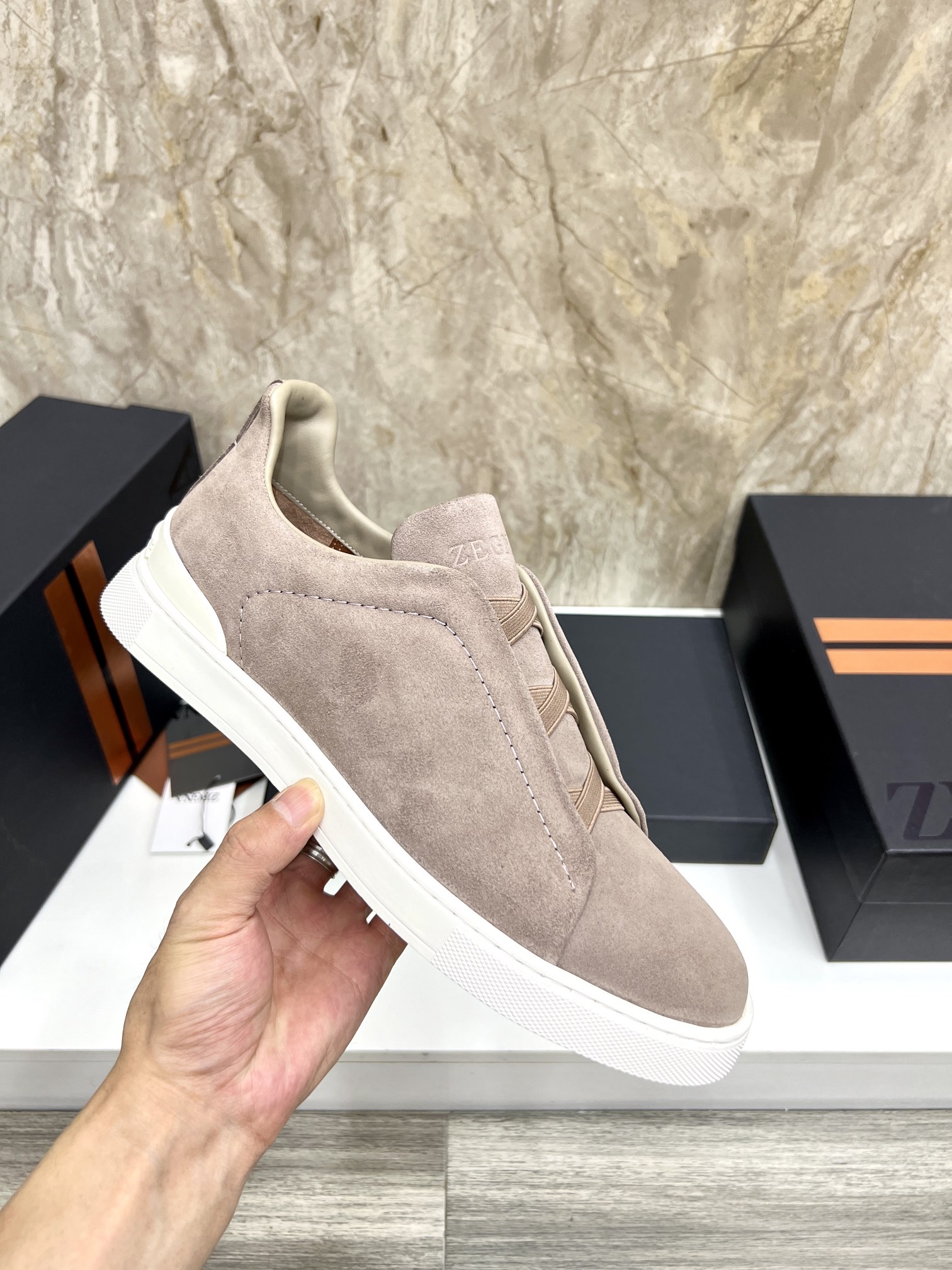 Zegna Triple Stitch Leather and Suede Low-Top Sneakers - Slip-On Design 7 i1719725522 919 4