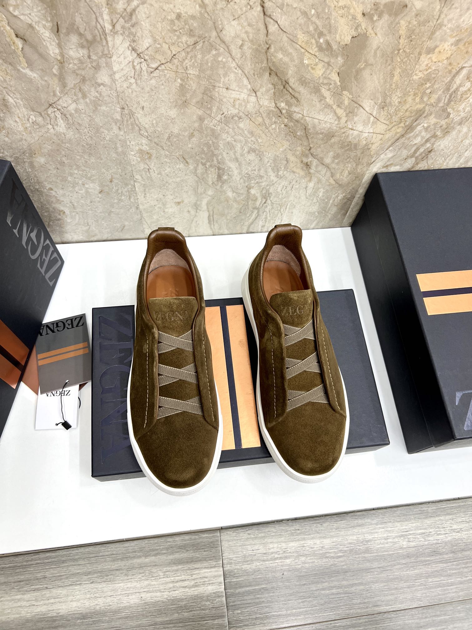 Zegna Triple Stitch Suede Slip-On Sneakers - Lightweight & Comfortable