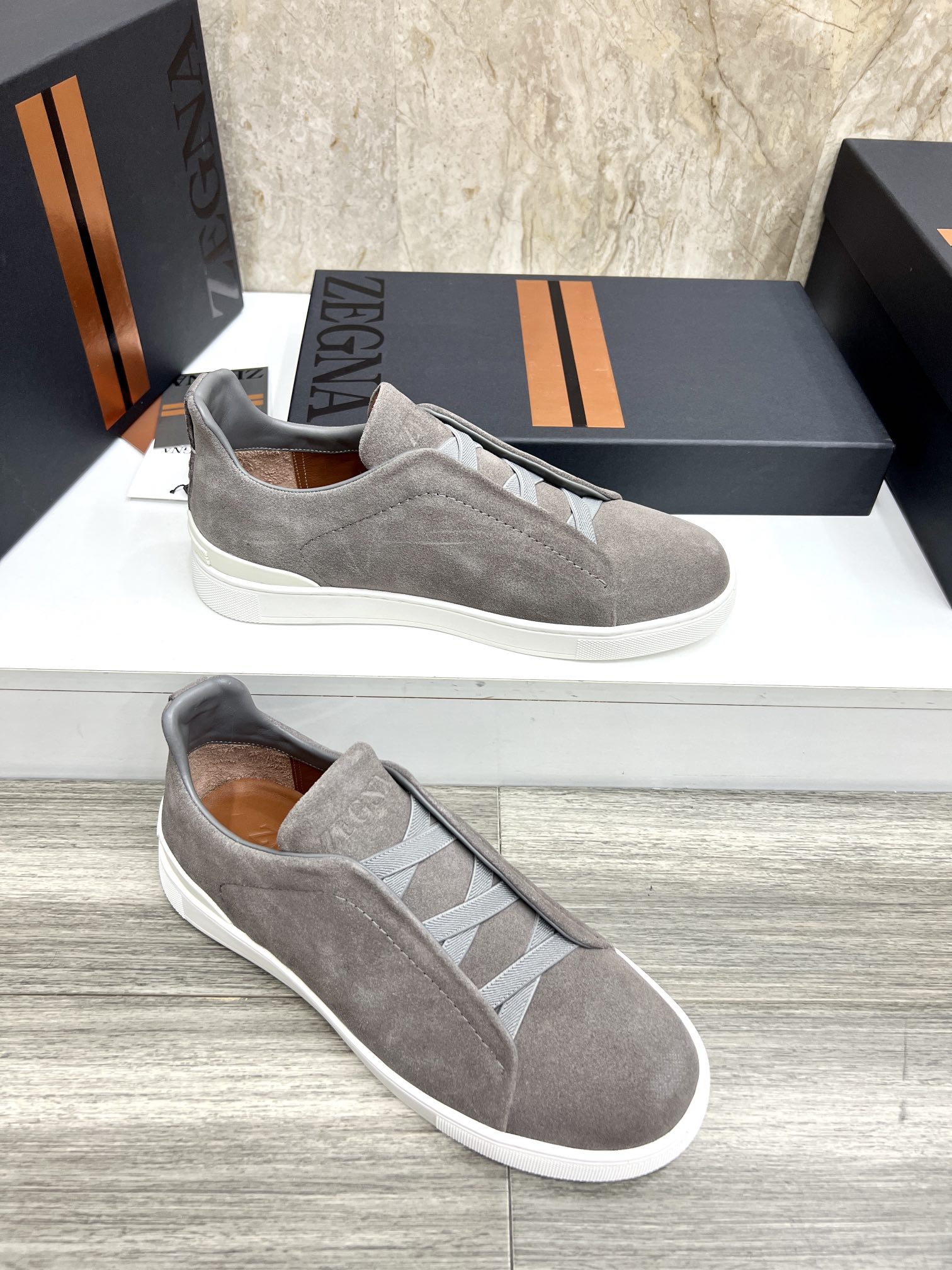 Zegna Triple Stitch Suede Slip-On Sneakers, Perfect for a Quick Lifestyle 6 i1719725591 3715 0