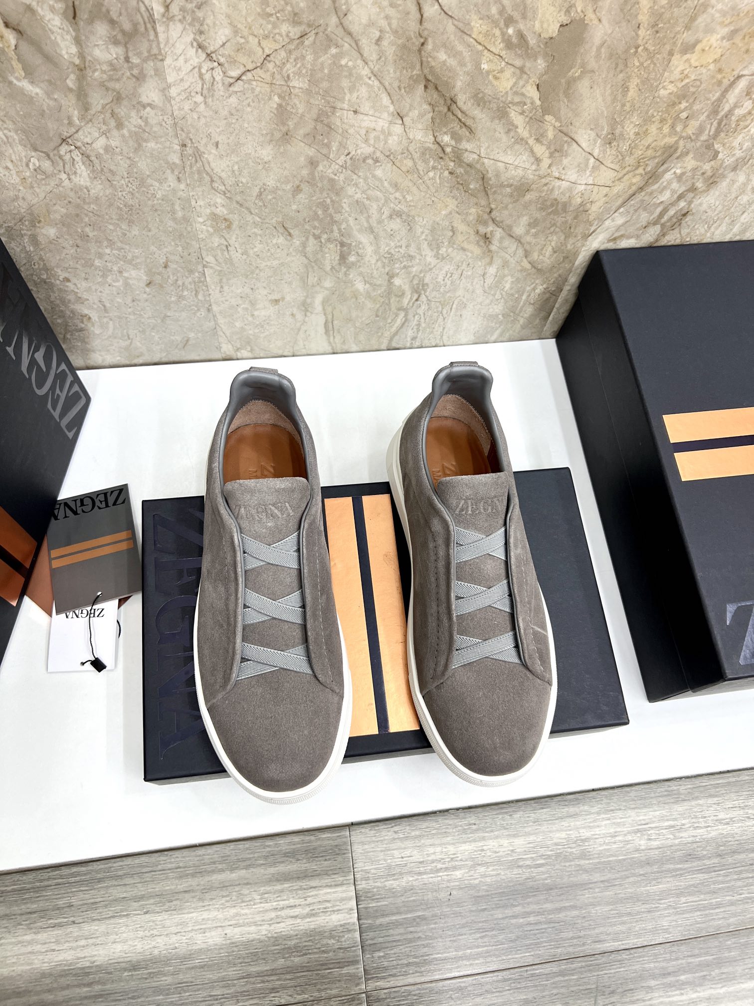 Zegna Triple Stitch Suede Slip-On Sneakers, Perfect for a Quick Lifestyle 2 i1719725592 6060 6