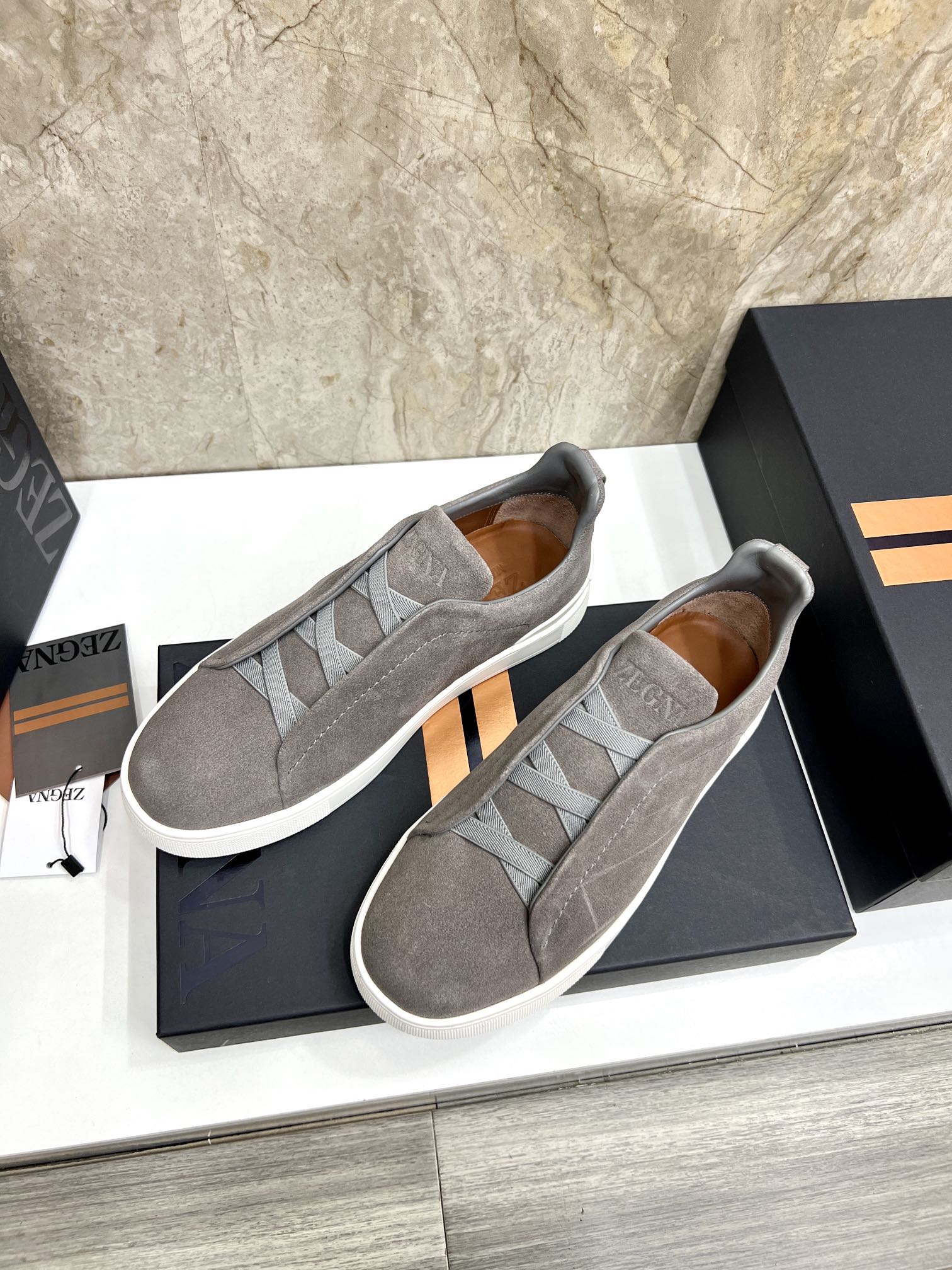 Zegna Triple Stitch Suede Slip-On Sneakers, Perfect for a Quick Lifestyle 4 i1719725592 8323 7