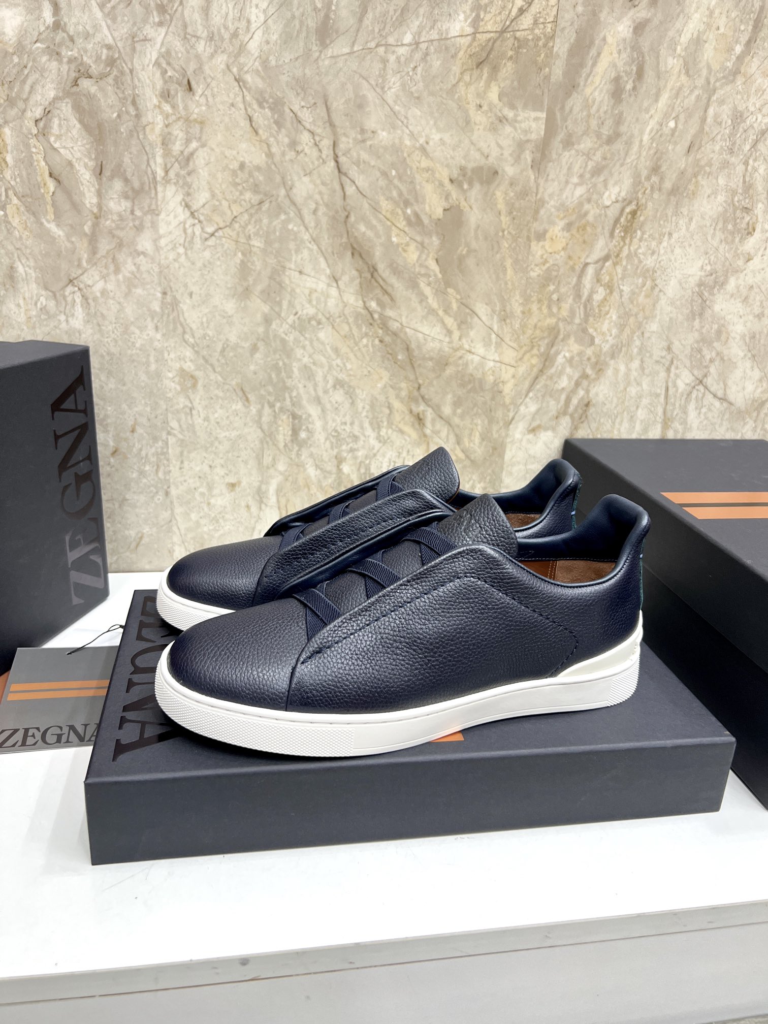 Zegna Triple Stitch Leather Sneakers - Low Top, Slip-On Design, Sizes 39-44 3 i1719725686 4360 6