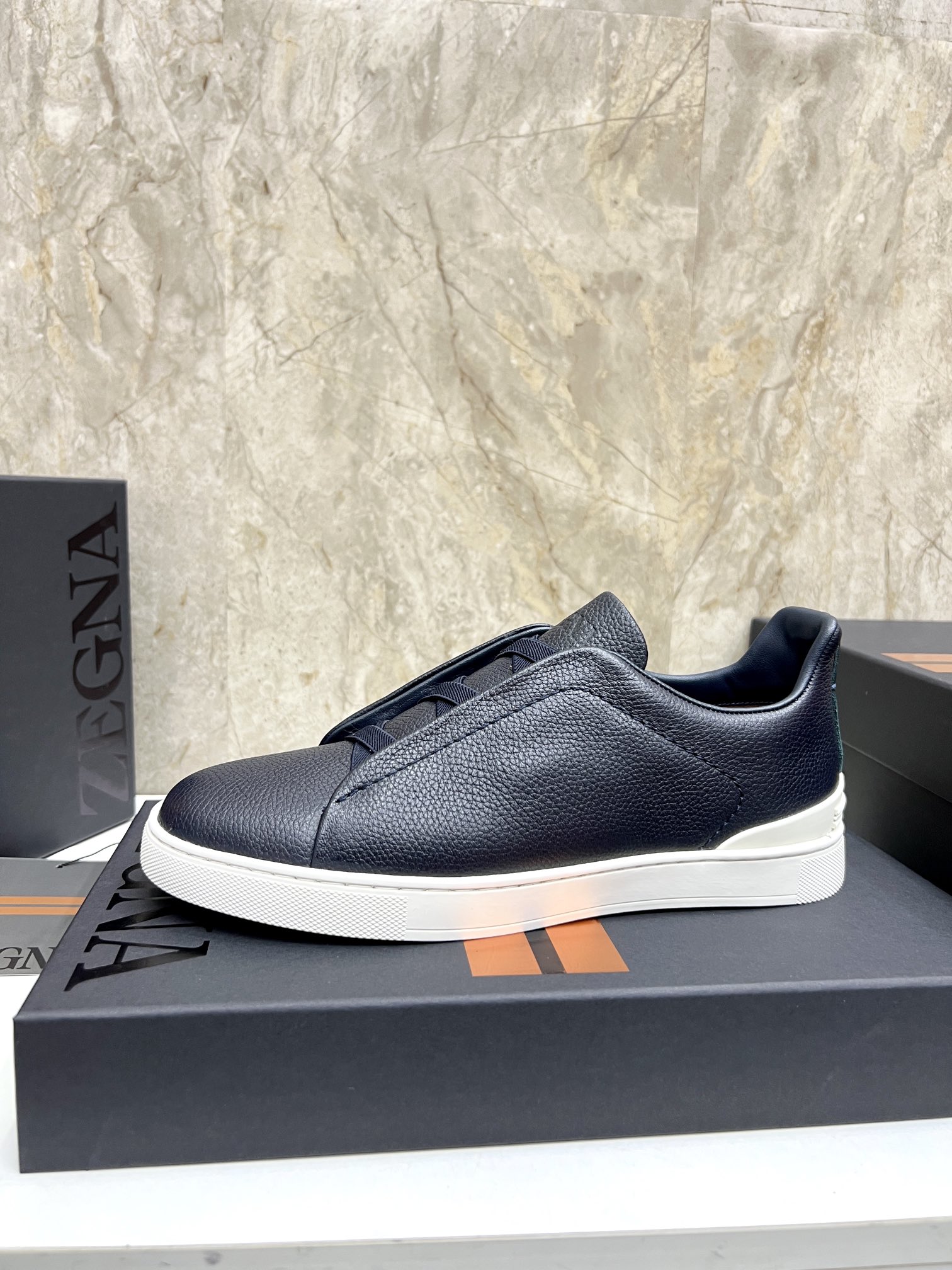Zegna Triple Stitch Leather Sneakers - Low Top, Slip-On Design, Sizes 39-44 6 i1719725686 6185 3