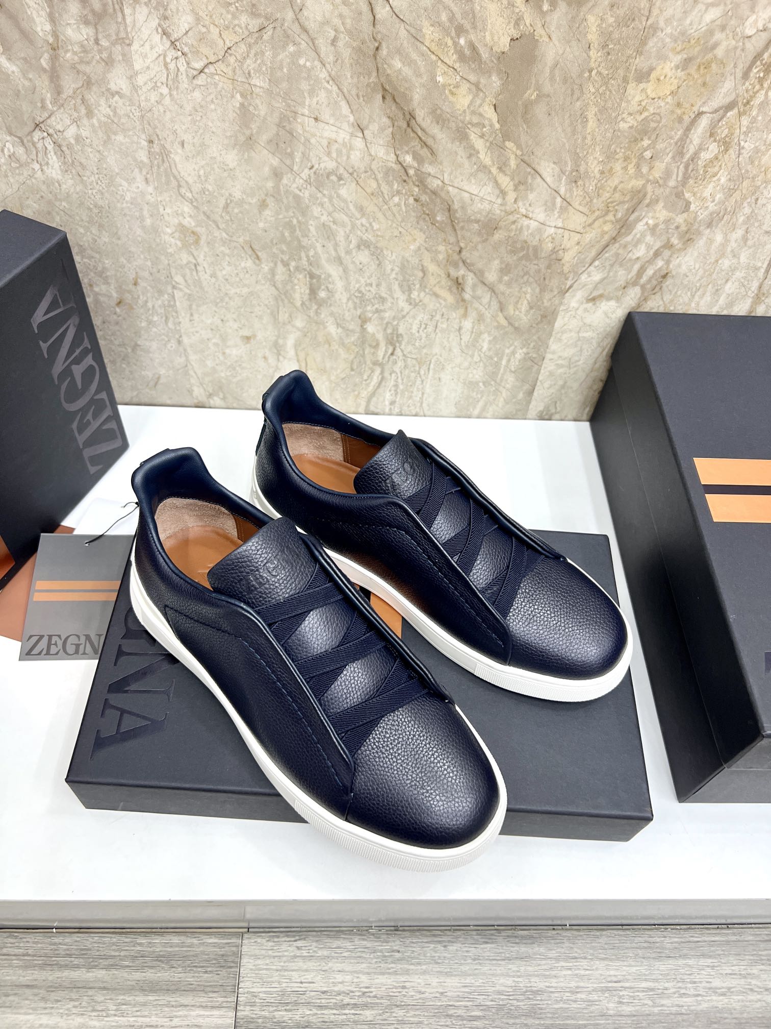 Zegna Triple Stitch Leather Sneakers - Low Top, Slip-On Design, Sizes 39-44 5 i1719725686 9640 4