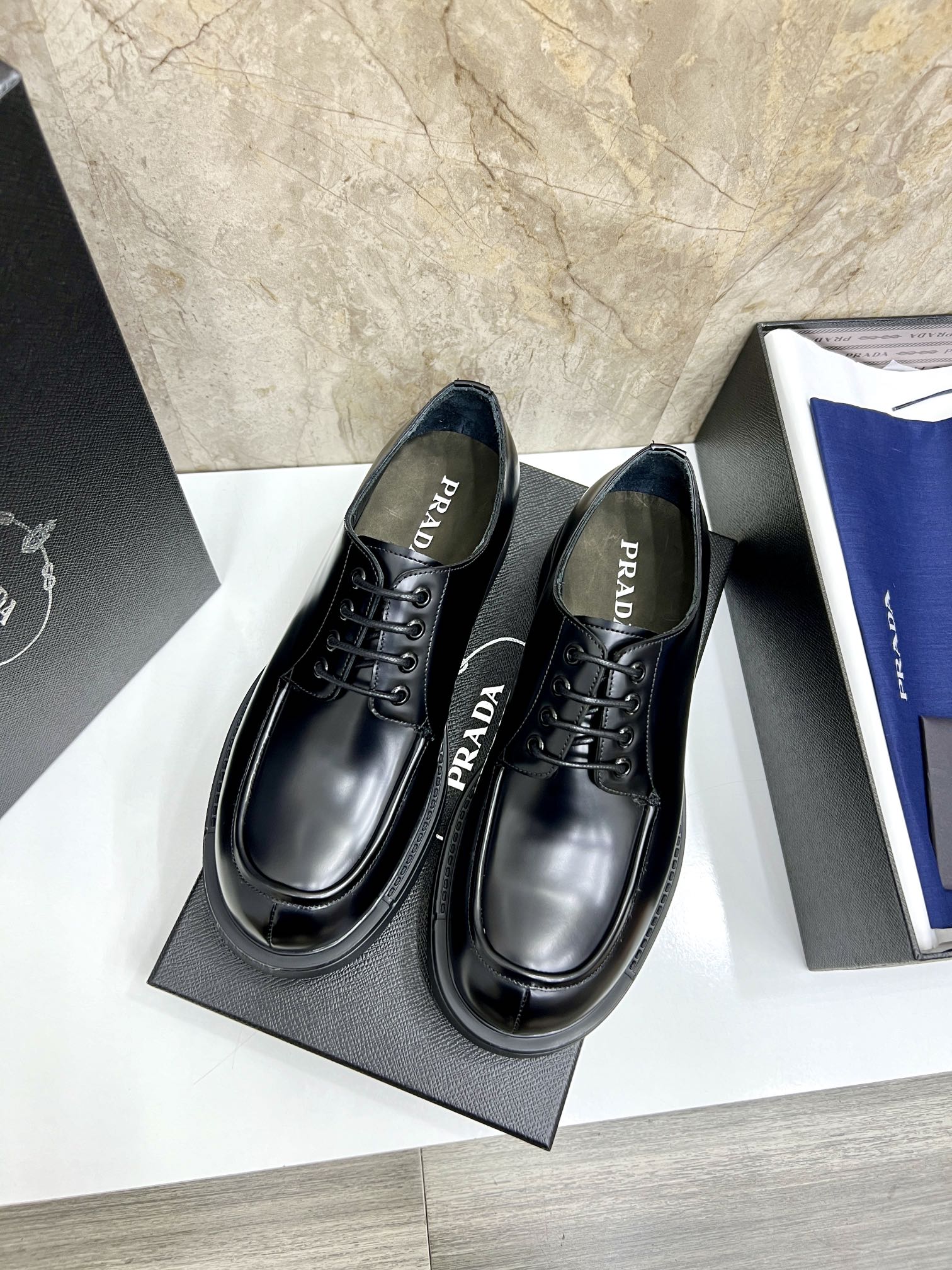 Prada Leather Oxford Shoes, Classic Lace-Up, Sizes 39-44 Available Now 4 i1724702975 3683 4