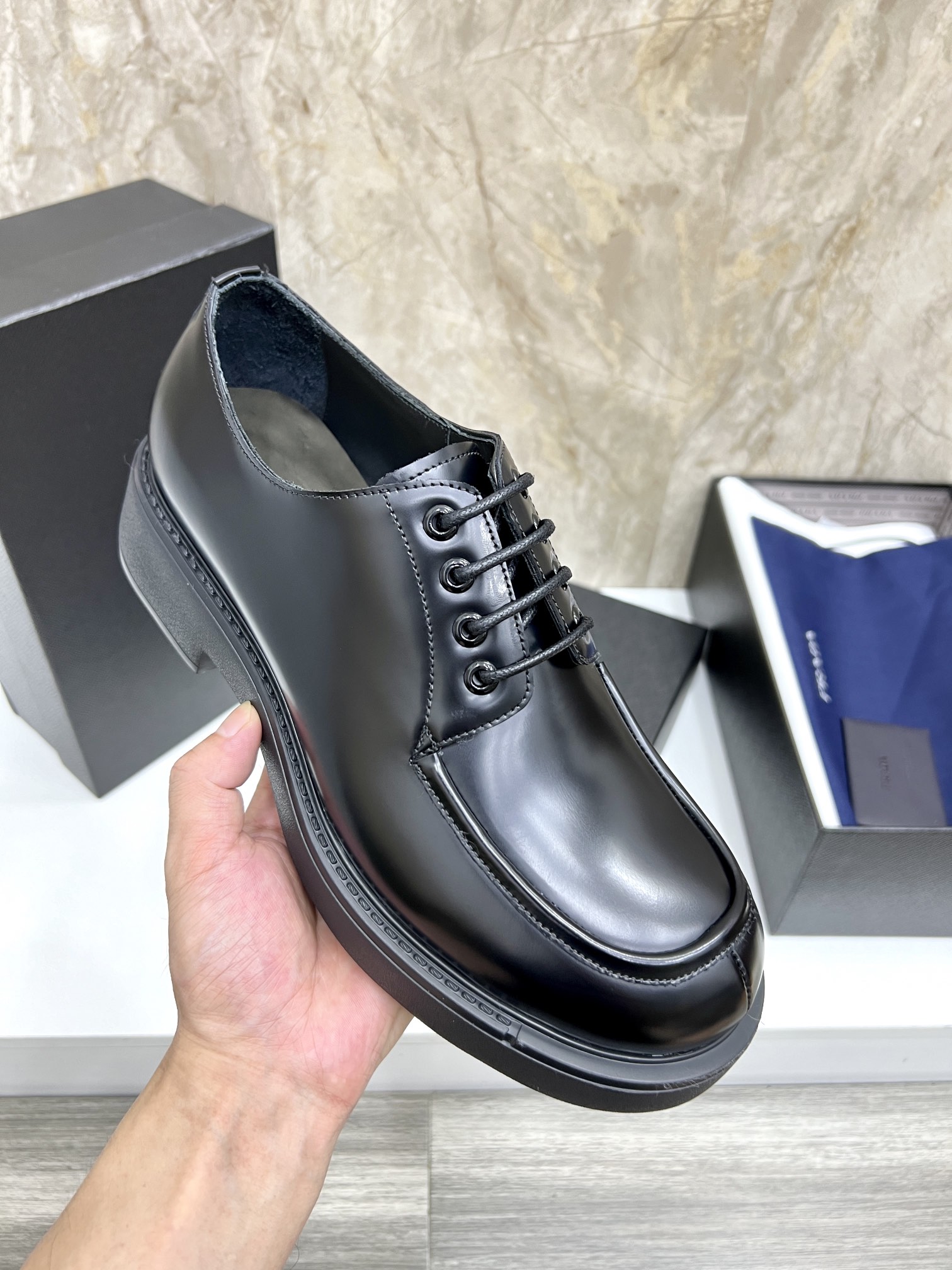 Prada Leather Oxford Shoes, Classic Lace-Up, Sizes 39-44 Available Now 8 i1724702975 5302 3