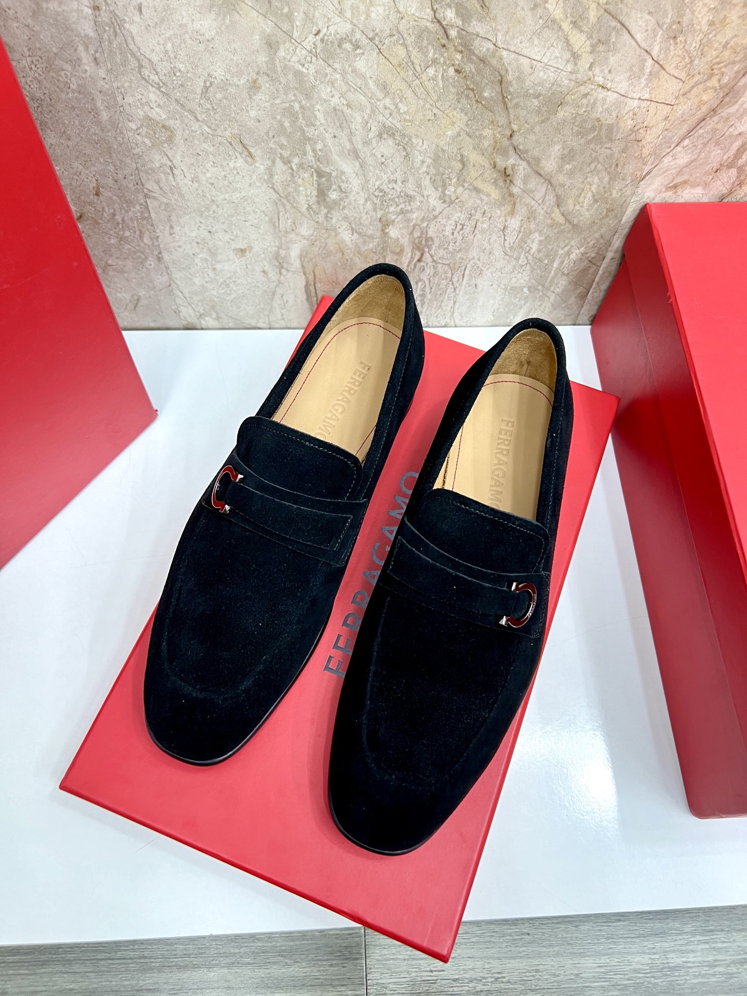 SF Ferragamo Men's Black Suede Loafers with Buckle Detail - Size 39-44 4 i1726951428 5411 1