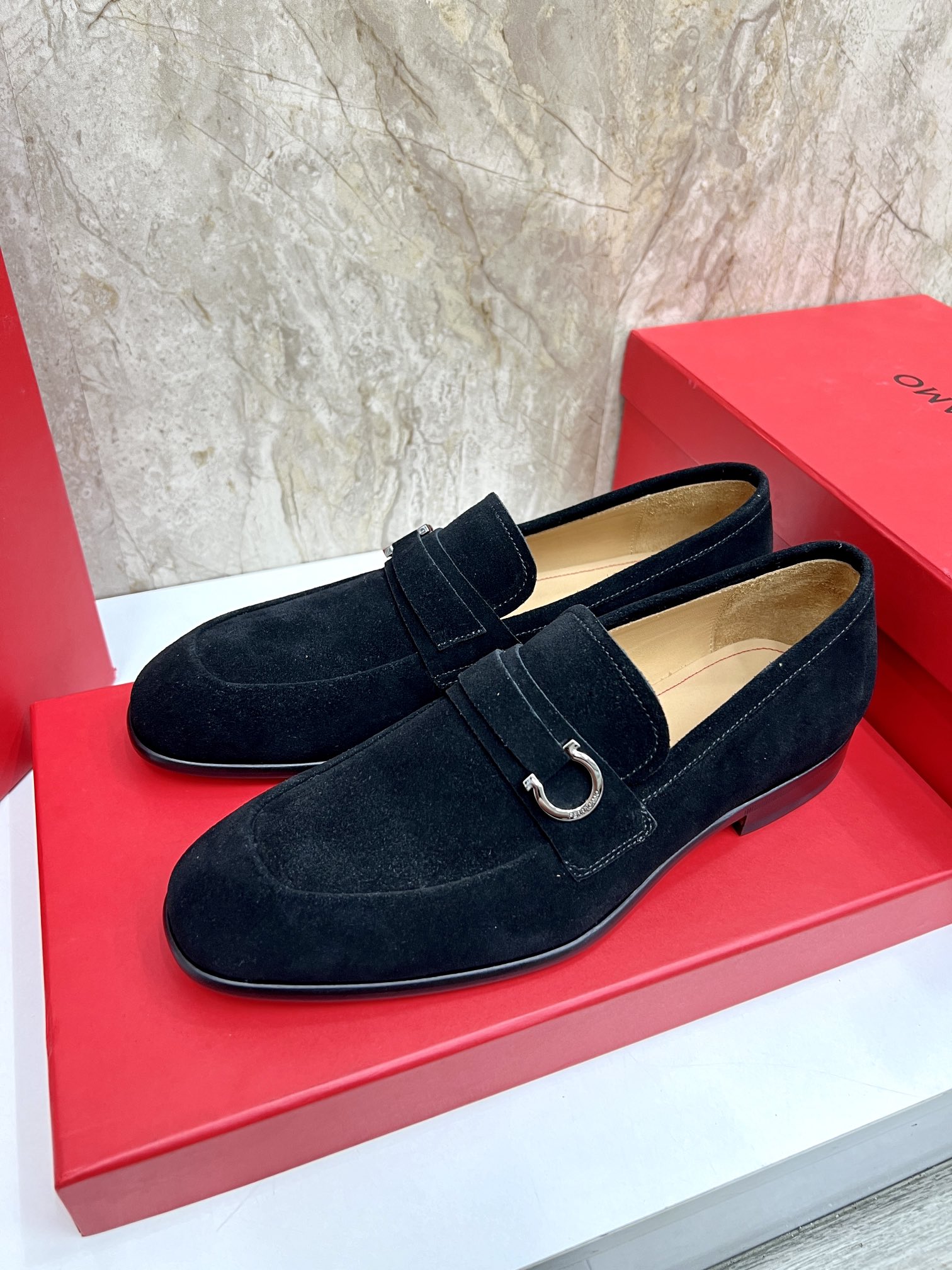 SF Ferragamo Men's Black Suede Loafers with Buckle Detail - Size 39-44 3 i1726951428 8913 2
